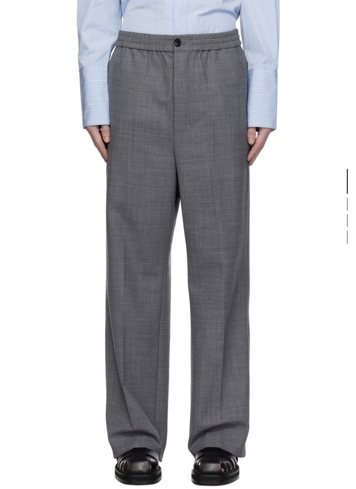 AMI AMI PARIS Gray Elasticized Trousers Size US 34 / EU 50 - 4 Thumbnail