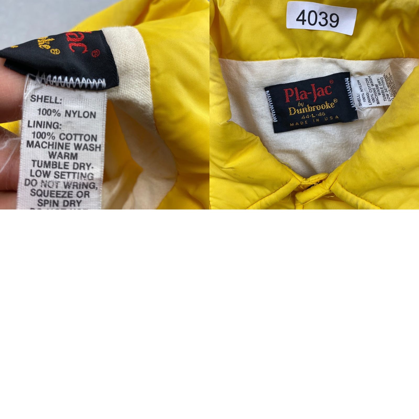 Dunbrooke VINTAGE Dunbrooke Jacket Mens L Yellow Nylon Snap Windbreaker All Seasons Pockets Logo Military Size US L / EU 52-54 / 3 - 9 Thumbnail