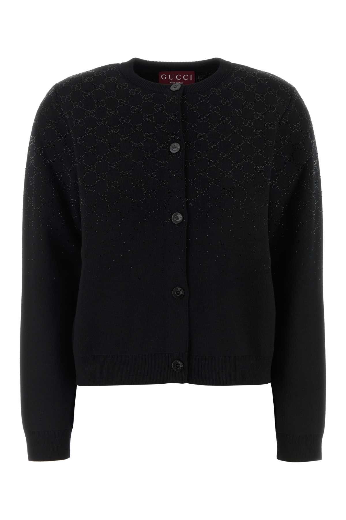 Gucci Black Wool Blend Cardigan Size L / US 10 / IT 46 - 1 Thumbnail