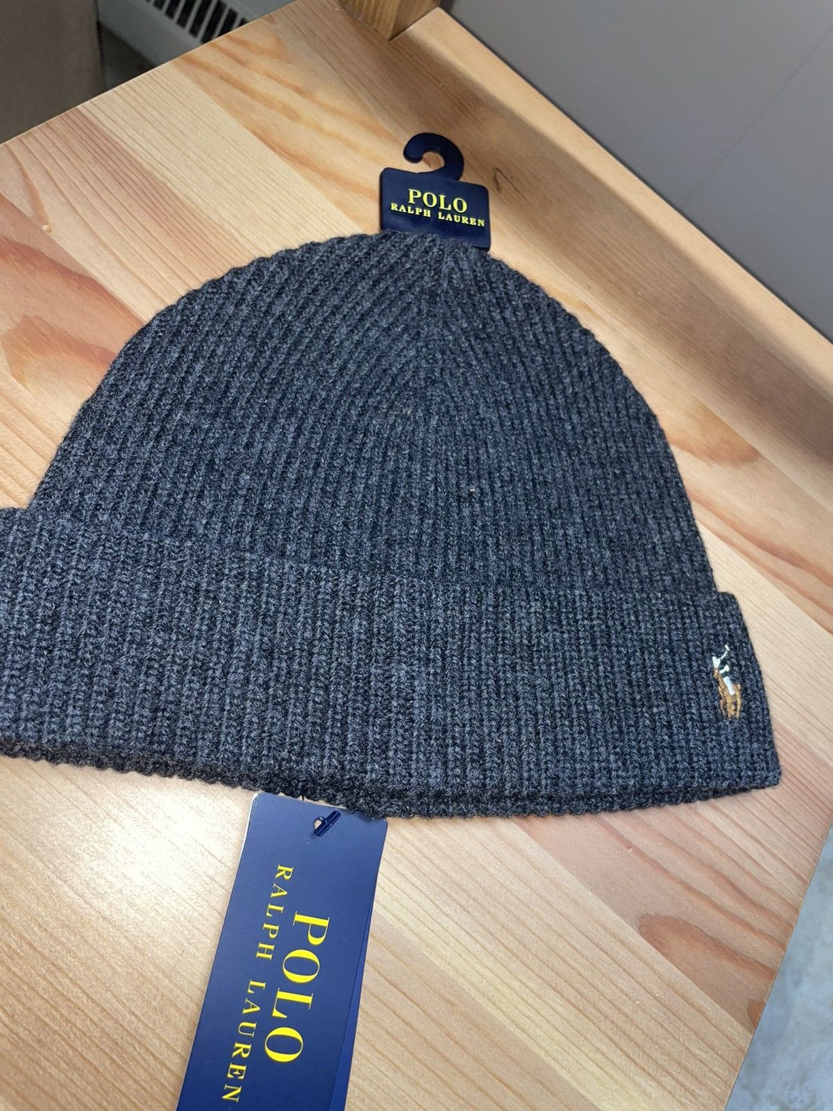Polo Ralph Lauren Polo Ralph Lauren Beanie Dark Grey Hat RL Knit Wool NWT Size ONE SIZE - 5 Thumbnail