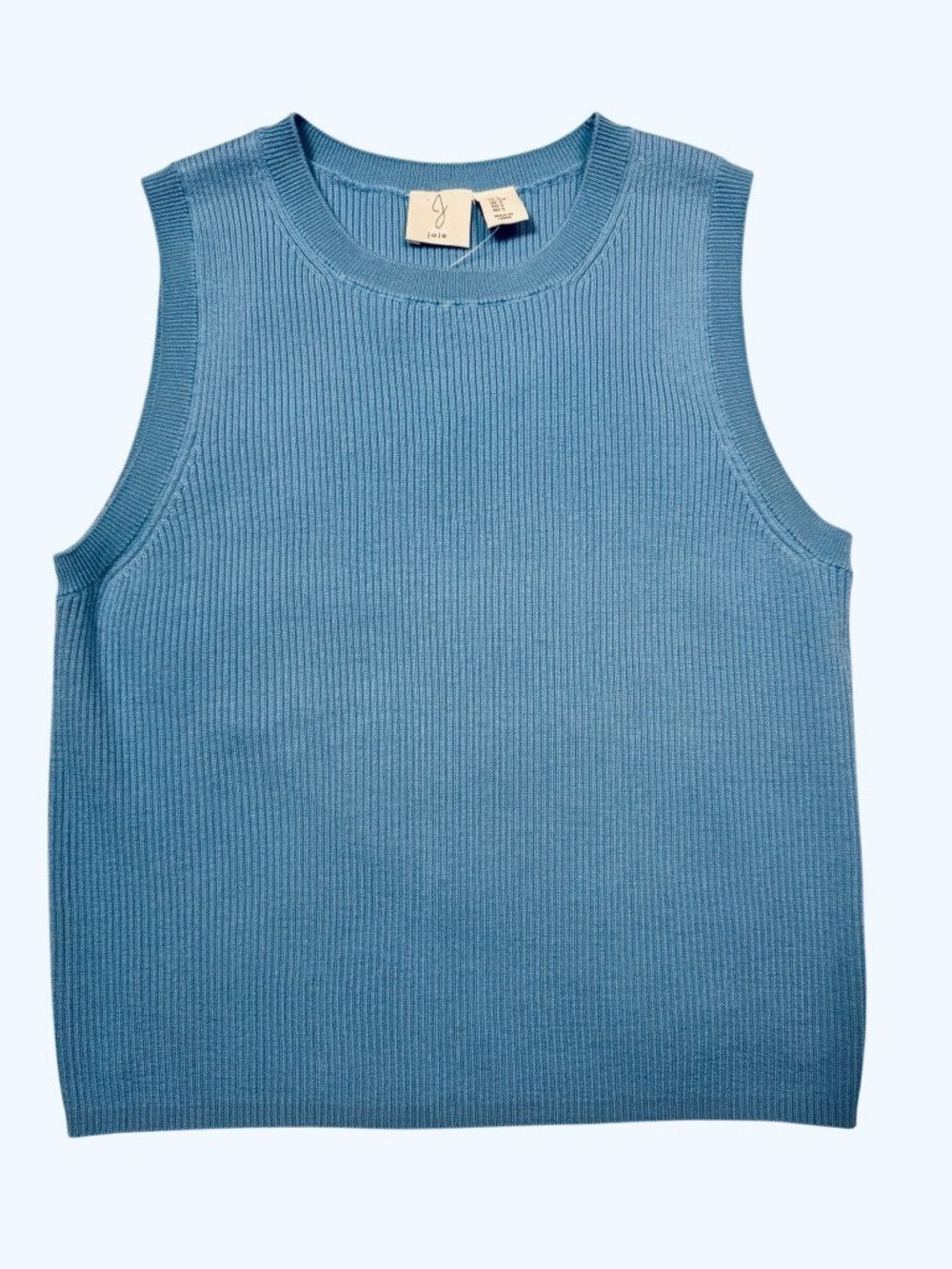 Joie NWT New Joie 100% Merino Wool Ribbed Knit Sleeveless Blue T Size S / US 4 / IT 40 - 2 Thumbnail