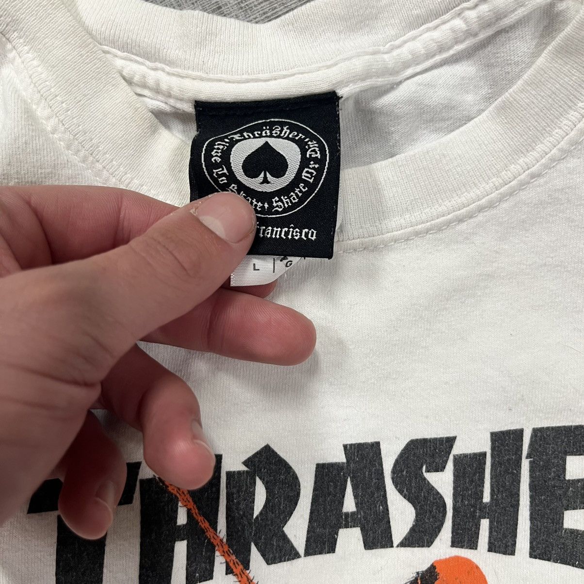 JNCO × Thrasher × Vintage VTG Thrasher Neck Face Skateboarding Tee Size US L / EU 52-54 / 3 - 4 Thumbnail