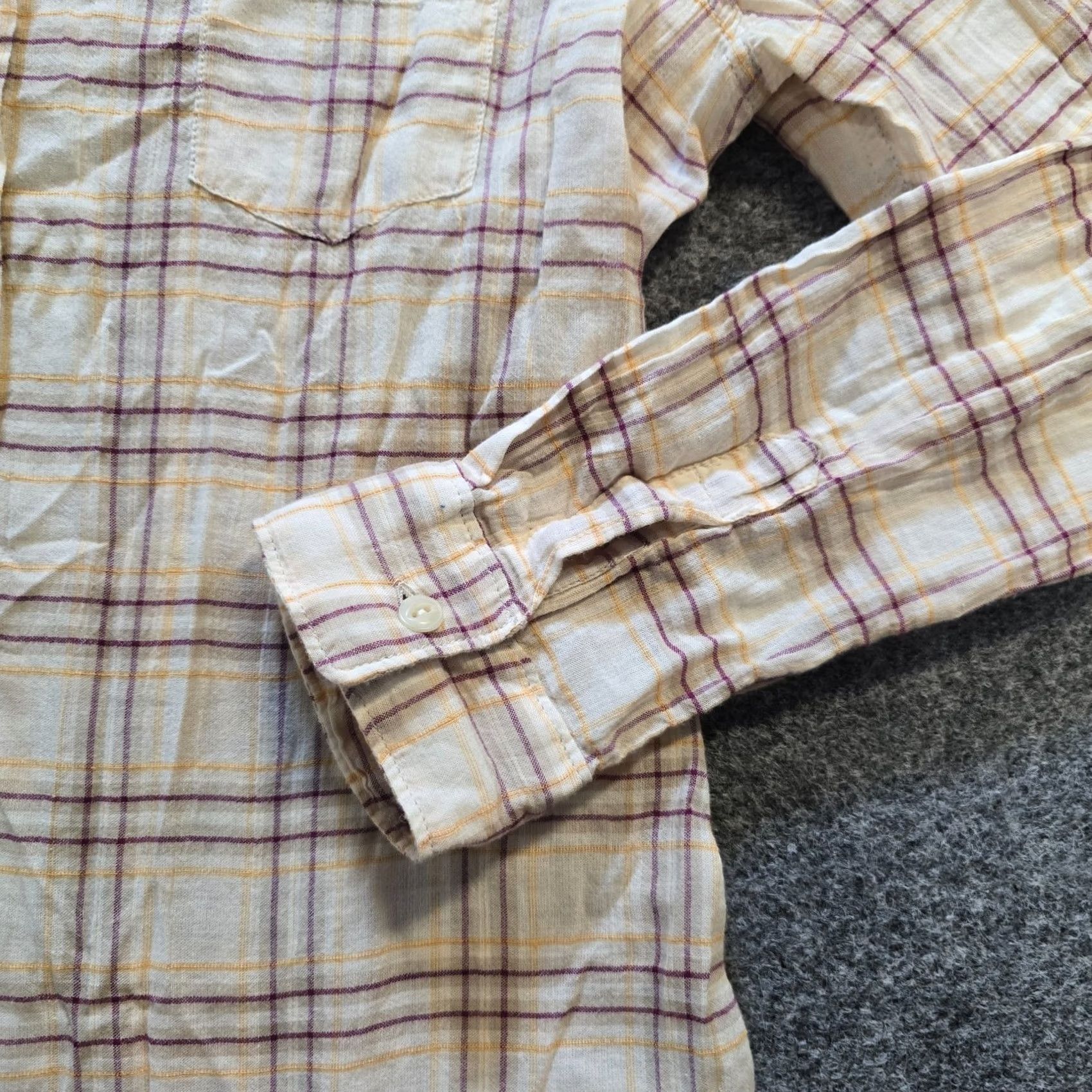 Ralph Lauren DENIM & SUPPLY Ralph Lauren Top Womens Size L Beige Plaid Collared Button-Front Tomboy Fit Casual Blouse Cotton Denim Lightweight Spring Summer Size L / US 10 / IT 46 - 3 Thumbnail