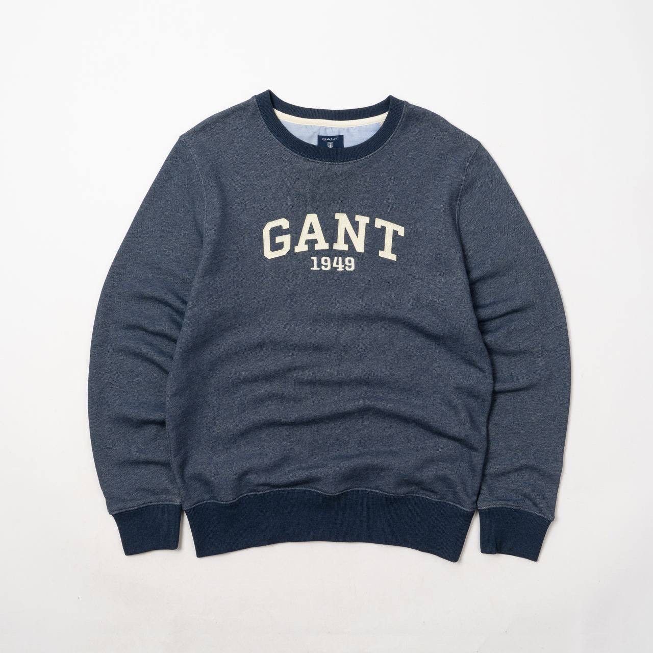 Gant 🔵 GANT Logo Blue Cotton Classic Crew Neck Sweatshirt Size US M / EU 48-50 / 2 - 1 Thumbnail