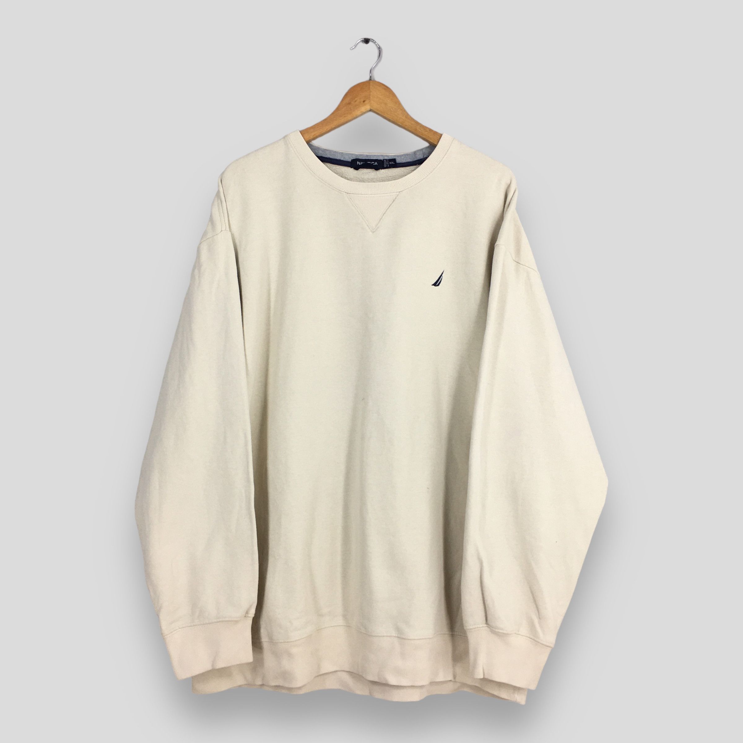 Nautica × Vintage Vintage 90's Nautica Cream Sweatshirt XXLarge Size US XXL / EU 58 / 5 - 1 Thumbnail