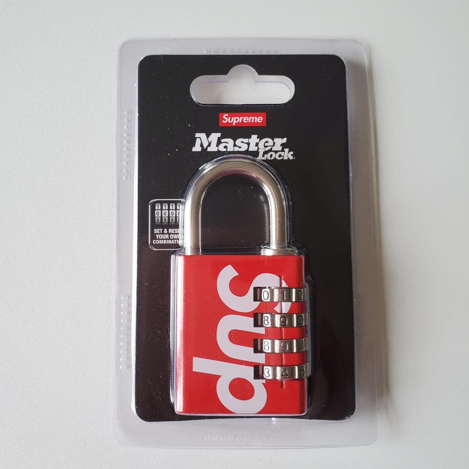 image of Supreme X Master Lock Numeric Combination Lock Red, Men's