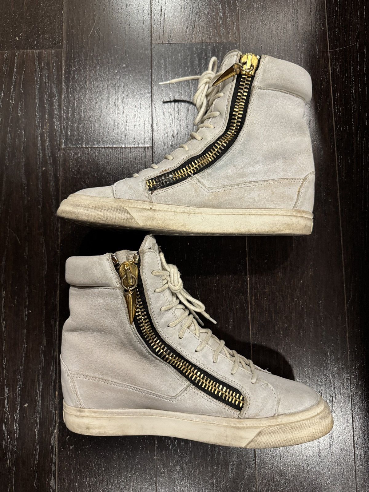 Giuseppe Zanotti Classic GZ White Zipper Tooth Sneakers Size US 7 / EU 40 - 2 Thumbnail