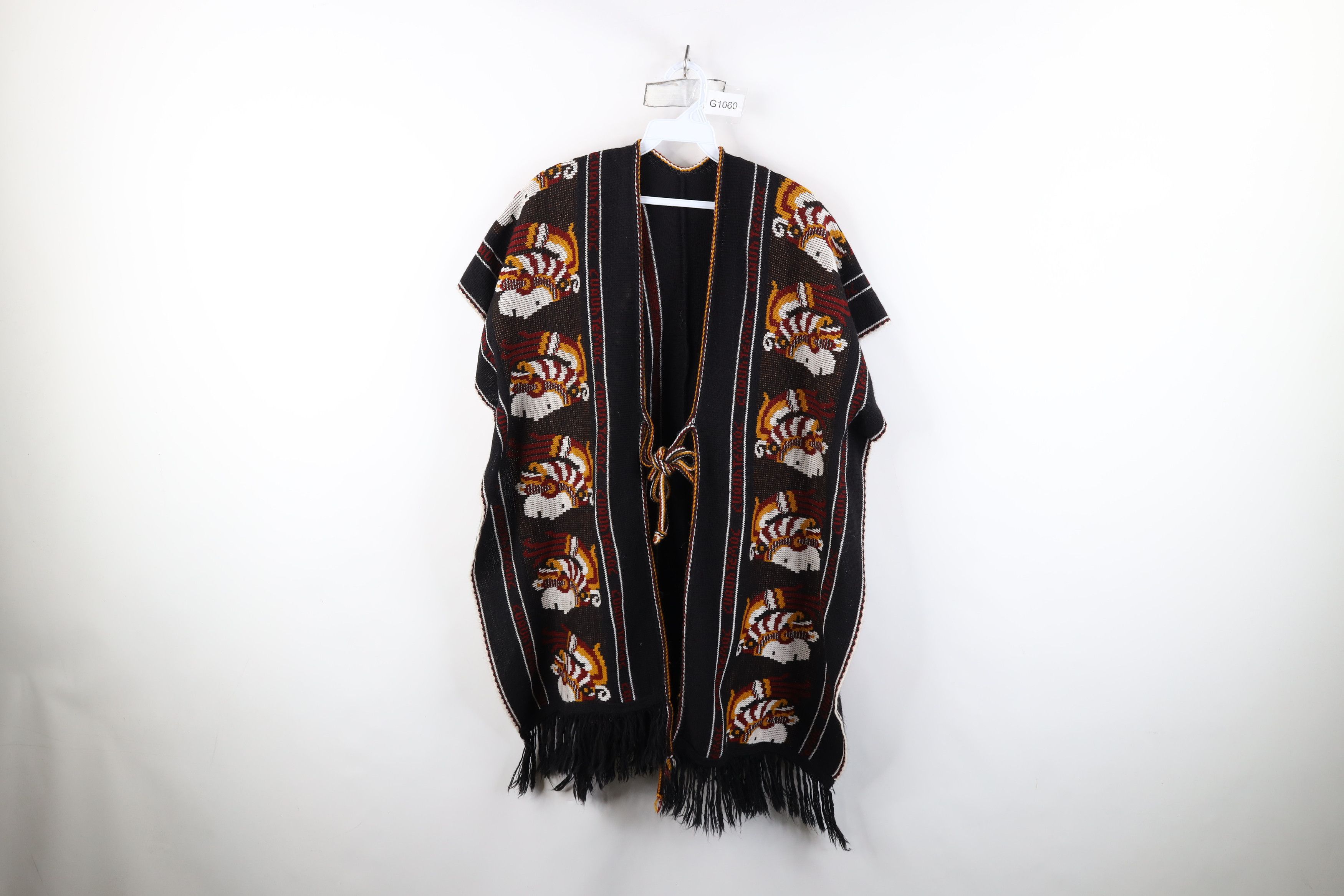 Vintage Vintage 70s Emperor Fringed Cardigan Poncho Sweater Size ONE SIZE - 1 Thumbnail