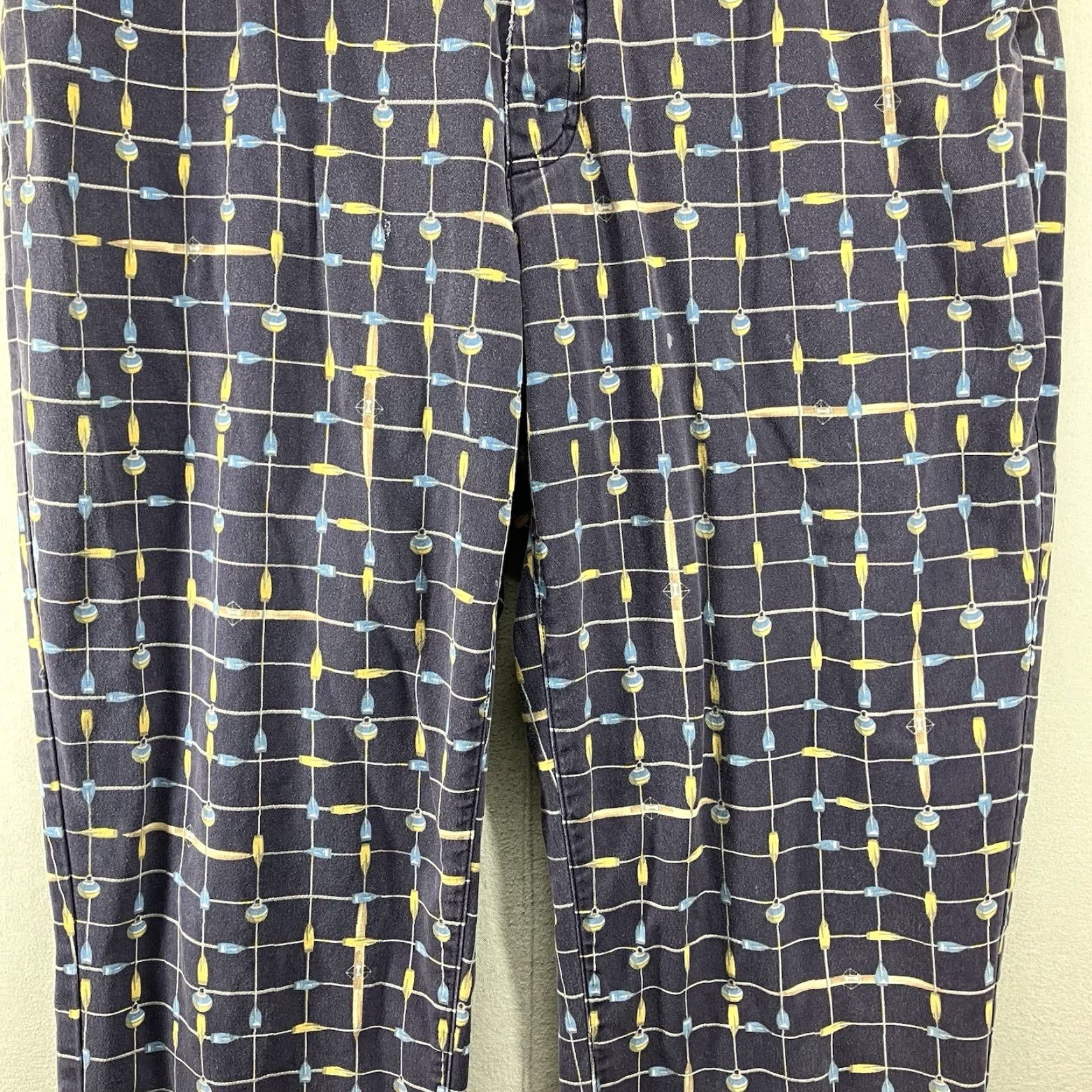 Escada VINTAGE ESCADA Sport ITALY Rowing Boat Print Pants Jeans 44 Navy Blue Knit Cotton Blend Stretch-Front Zip Regular Straight Leg 30.5 Inseam Womens Size 30" / US 8 / IT 44 - 7 Thumbnail