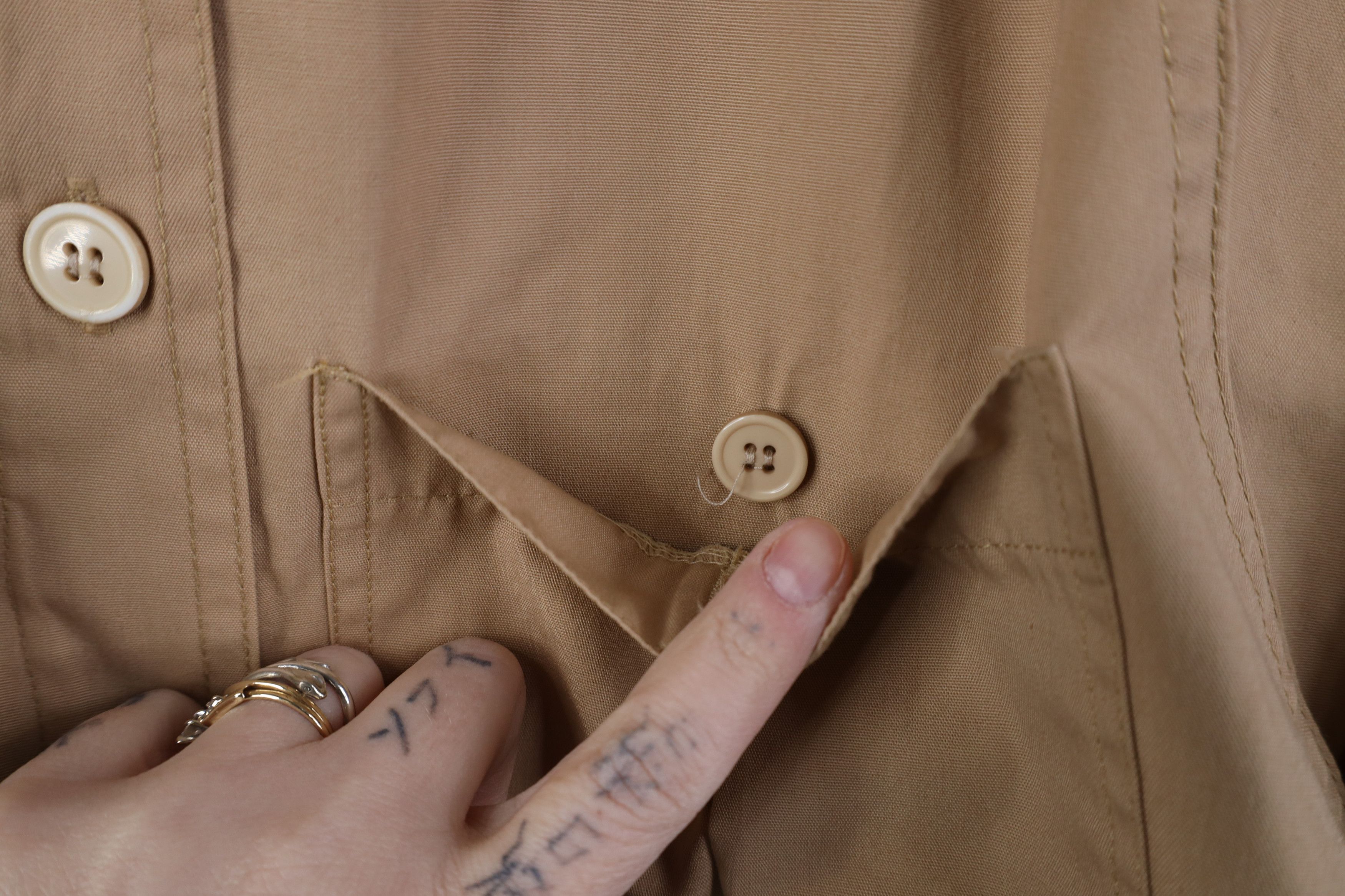 Vintage Vintage 90s Streetwear Big Pocket Shirt Bomber Jacket Beige Size L / US 10 / IT 46 - 6 Thumbnail
