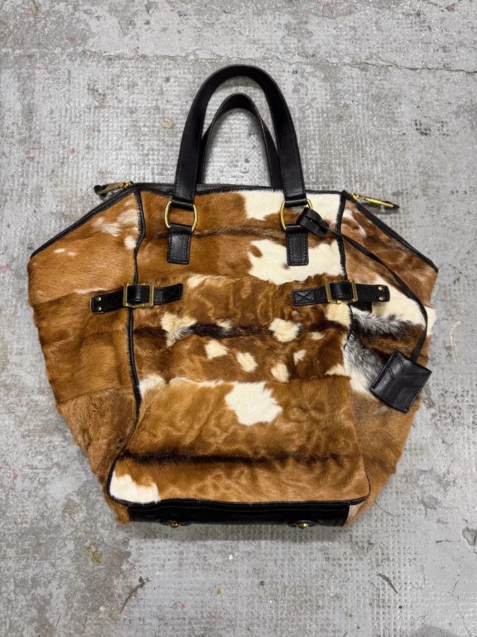 Yves Saint Laurent 2000s Yves Saint Laurent Cowhide Fur Leather Handle Bag Size ONE SIZE - 6 Thumbnail