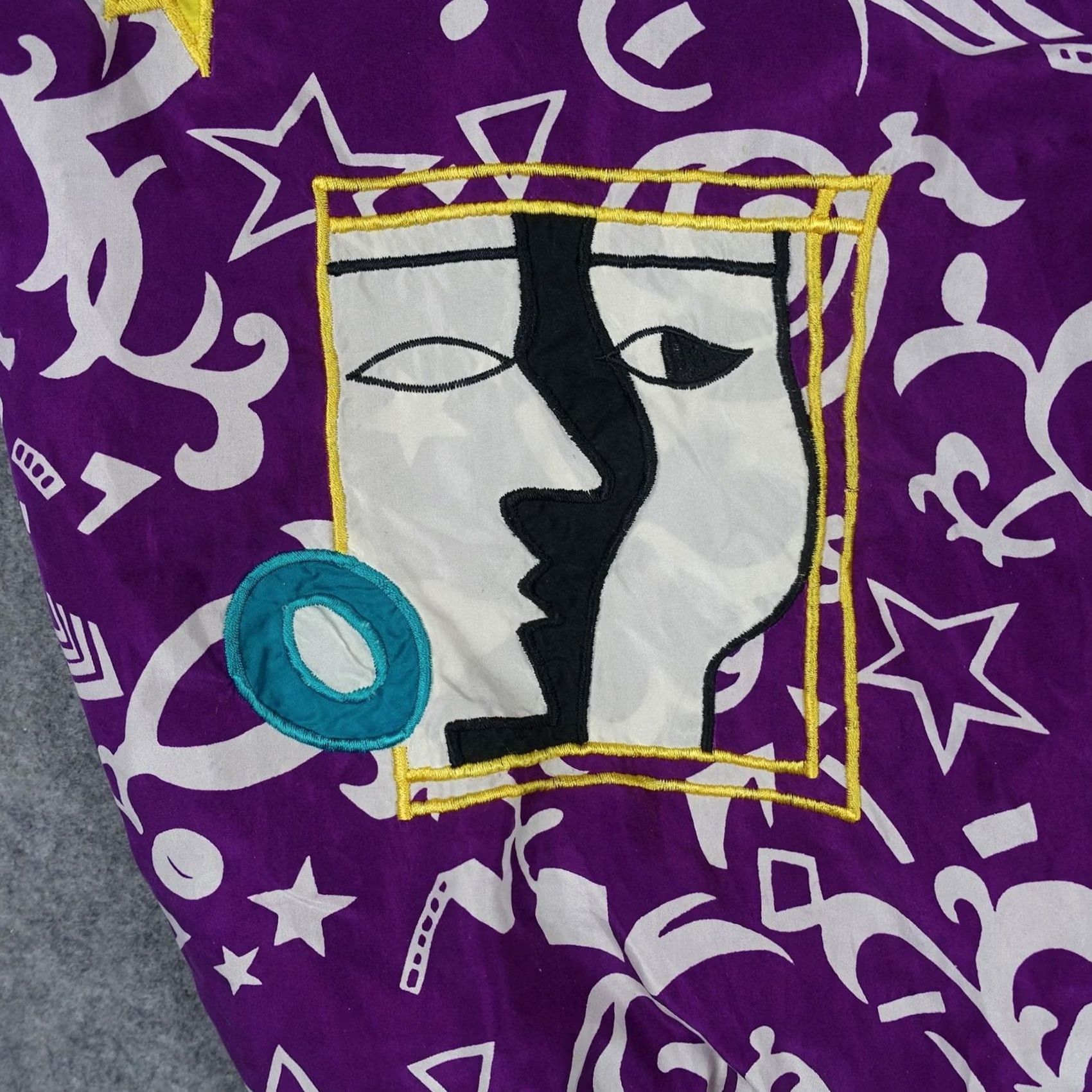 Vintage VINTAGE Swell Jacket Womens Small Purple Silk Bomber Zip Abstract Geometric VTG Size S / US 4 / IT 40 - 5 Thumbnail