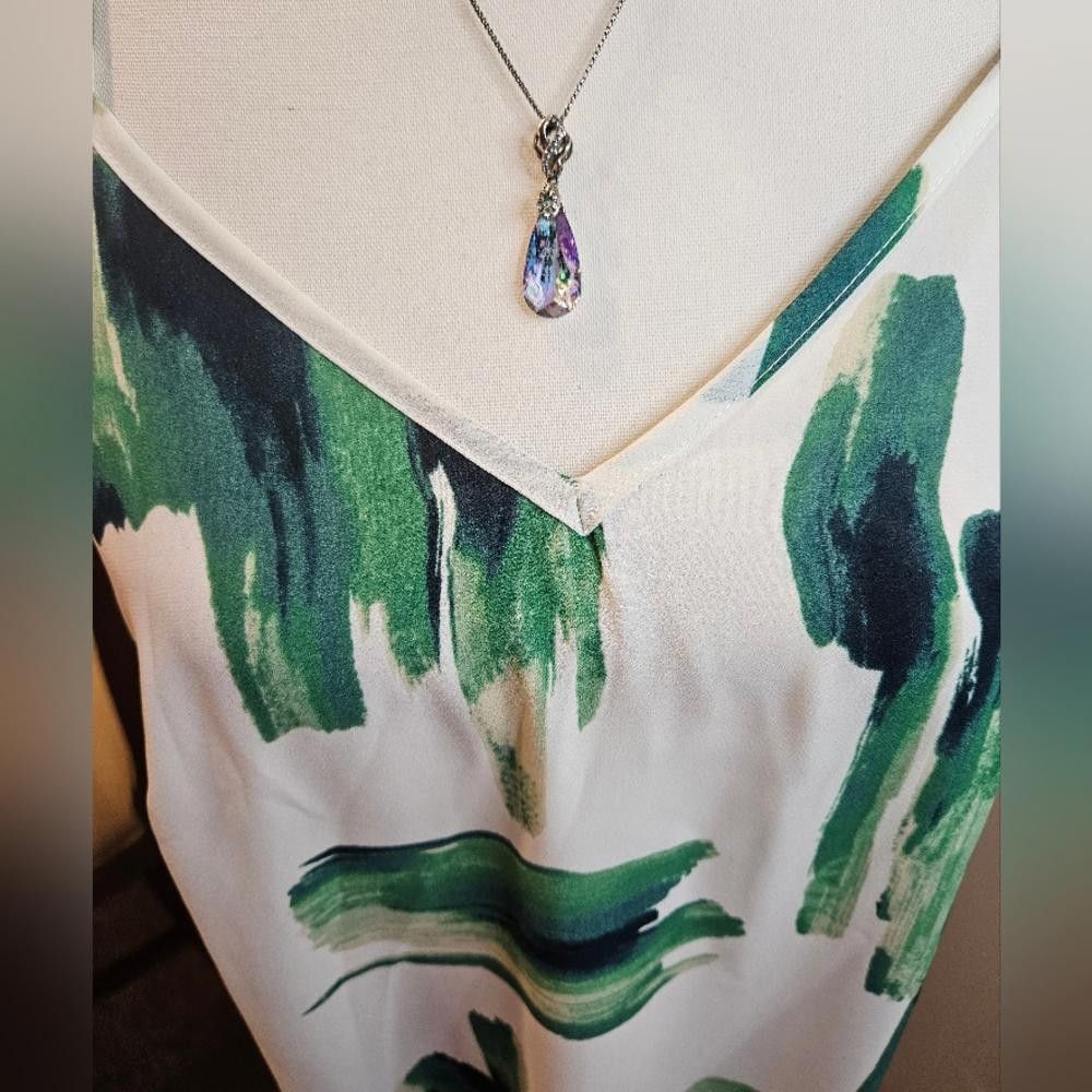 Designer Stylish Green Brushstroke Slip Dress Size S / US 4 / IT 40 - 2 Thumbnail