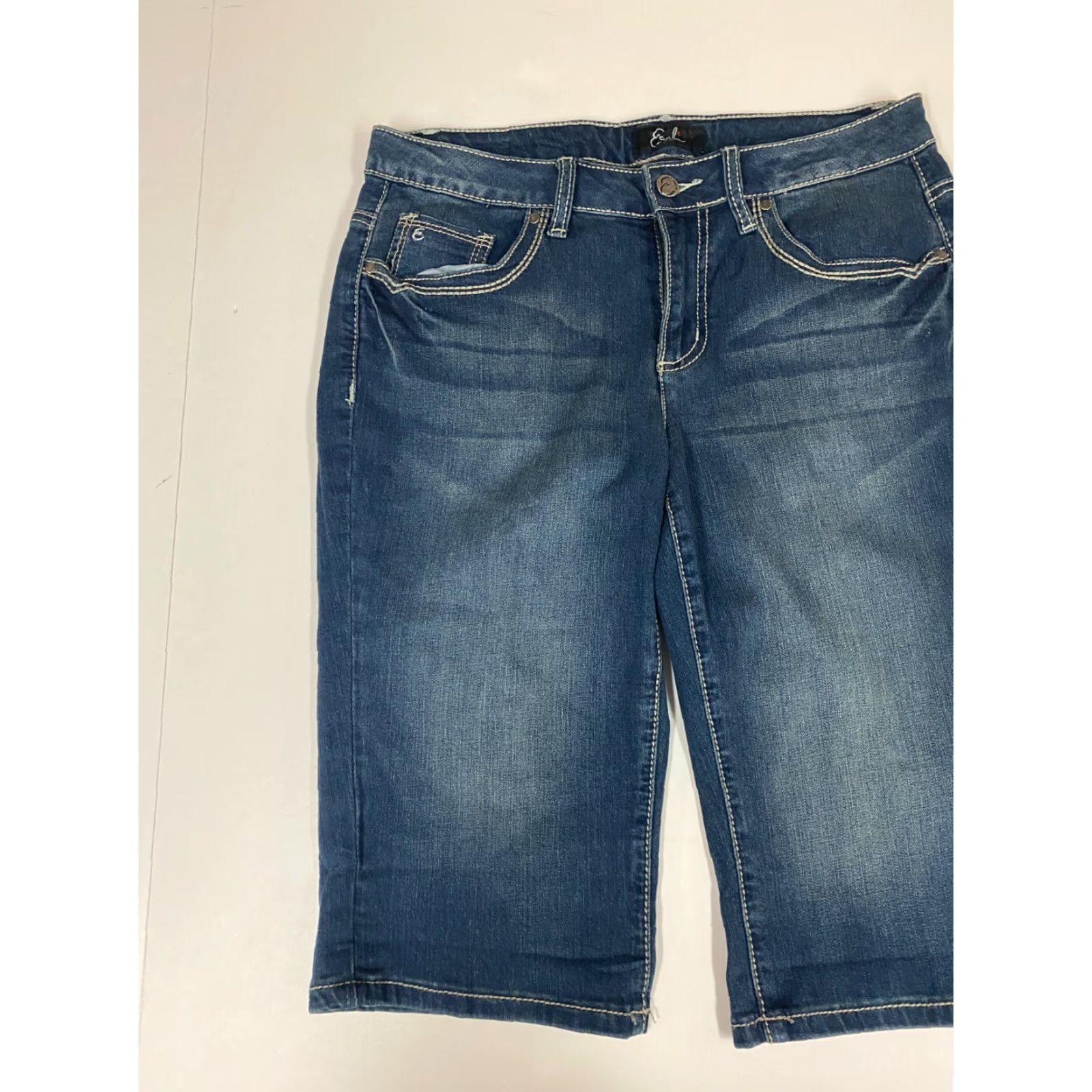 Vintage Earl Jean Womens Capri Jeans Blue 30 Regular Denim Cotton Blend Zipper Pockets Size 30" / US 8 / IT 44 - 3 Thumbnail