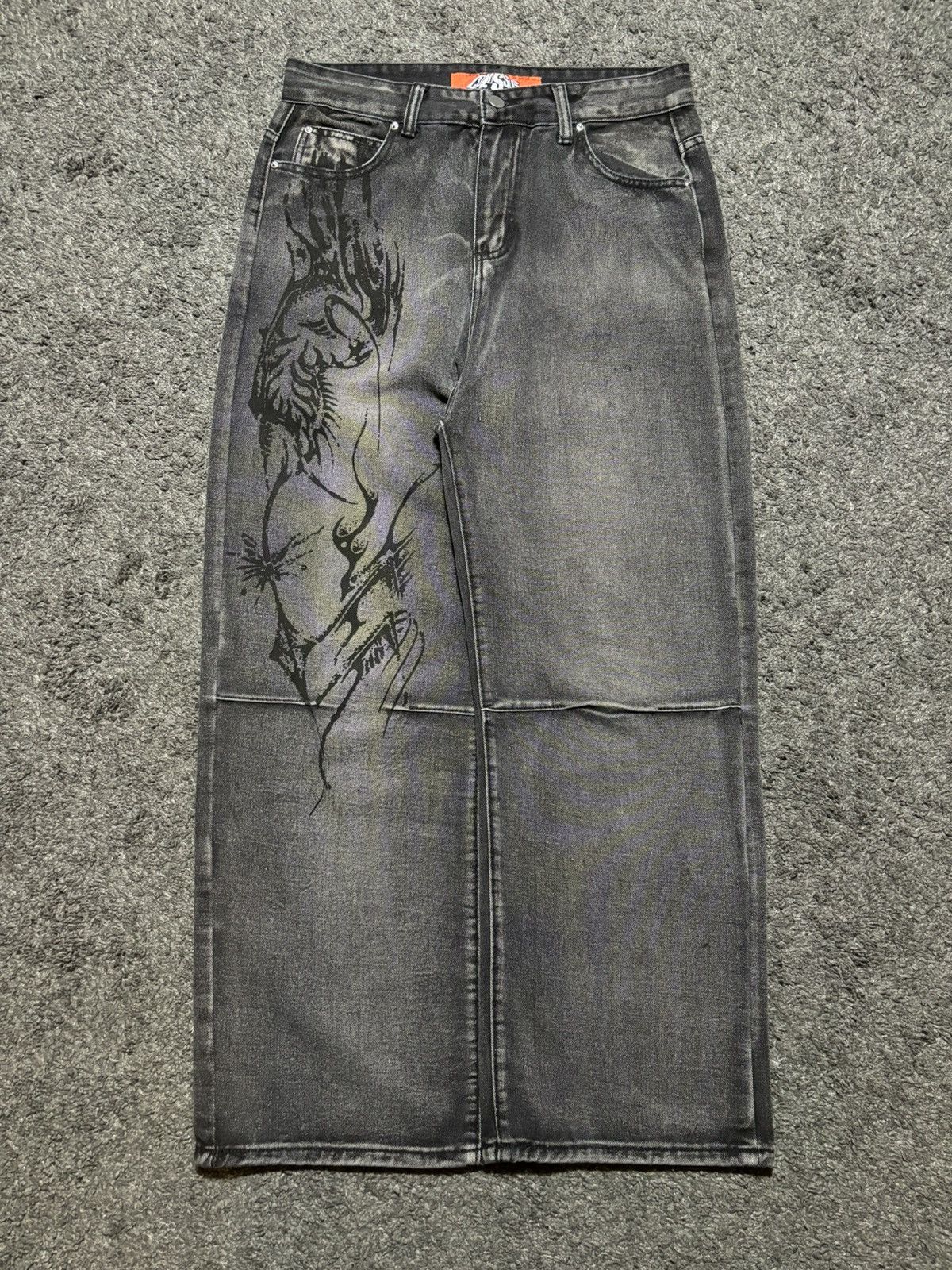 Vintage Vintage wide leg rare gray black fossile baggy jeans denim Size US 33 - 1 Thumbnail