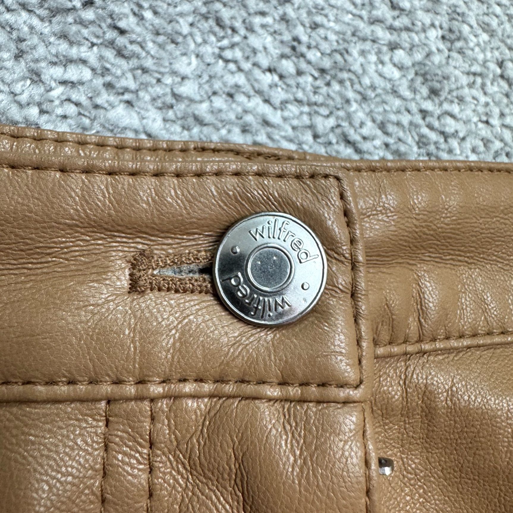 Vintage Wilfred Melina Faux Leather Straight Leg Trouser Pants Womens 4 Brown Size 27" / US 4 / IT 40 - 3 Thumbnail