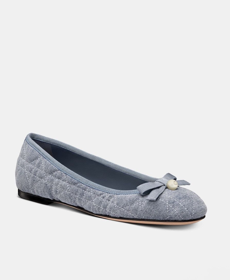Dior DIOR BALLET FLAT Pastel Yellow Quilted Cannage Calfskin Size US 8 / IT 38 - 1 Thumbnail