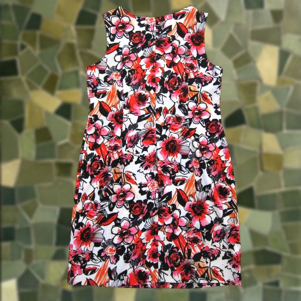 Pinko VINTAGE Ronni Nicole Black Pink Orange Floral Stretch Sheath Shift Tunic Tank Dress 18 Size XXL / US 16-18 / IT 52-54 - 1 Thumbnail
