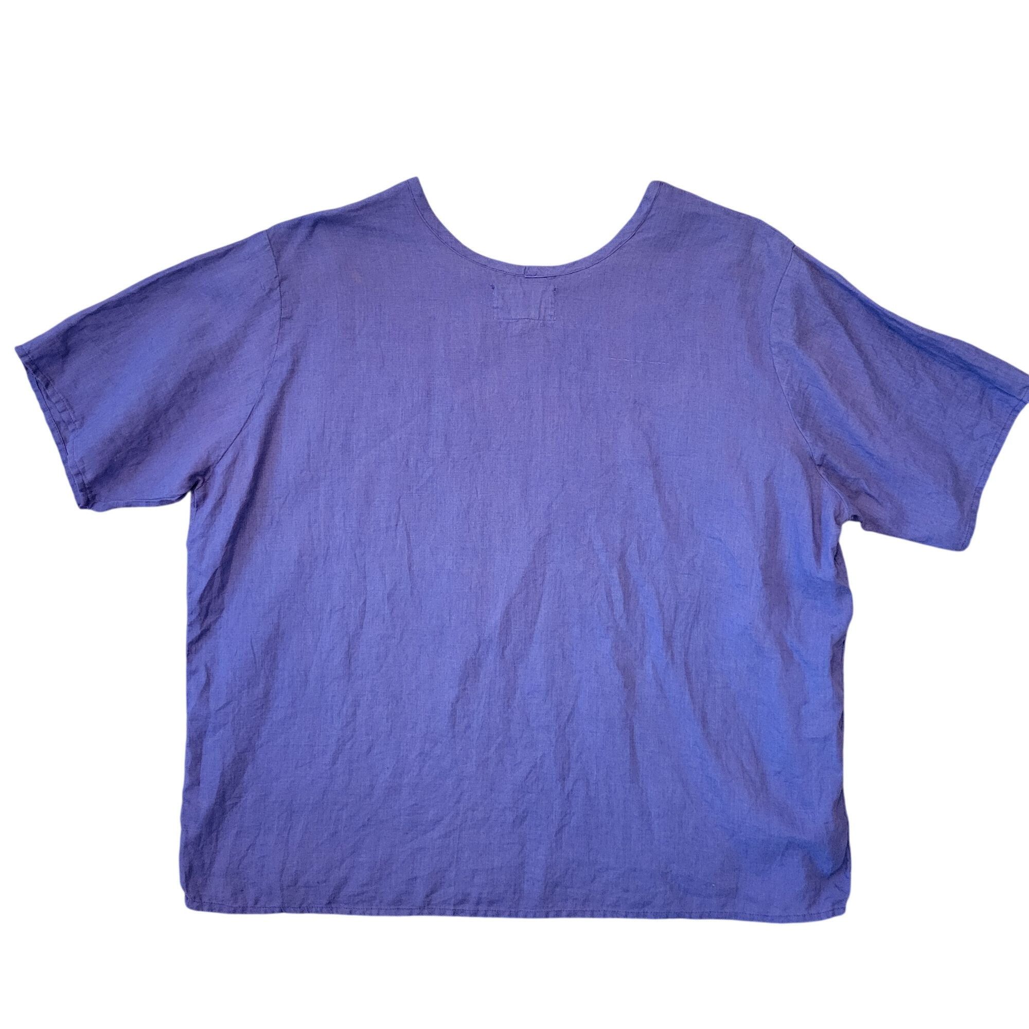 FLAX Flax Jeanne Engelhart Purple Linen Short Sleeve Top M Lagenl Size M / US 6-8 / IT 42-44 - 1 Thumbnail