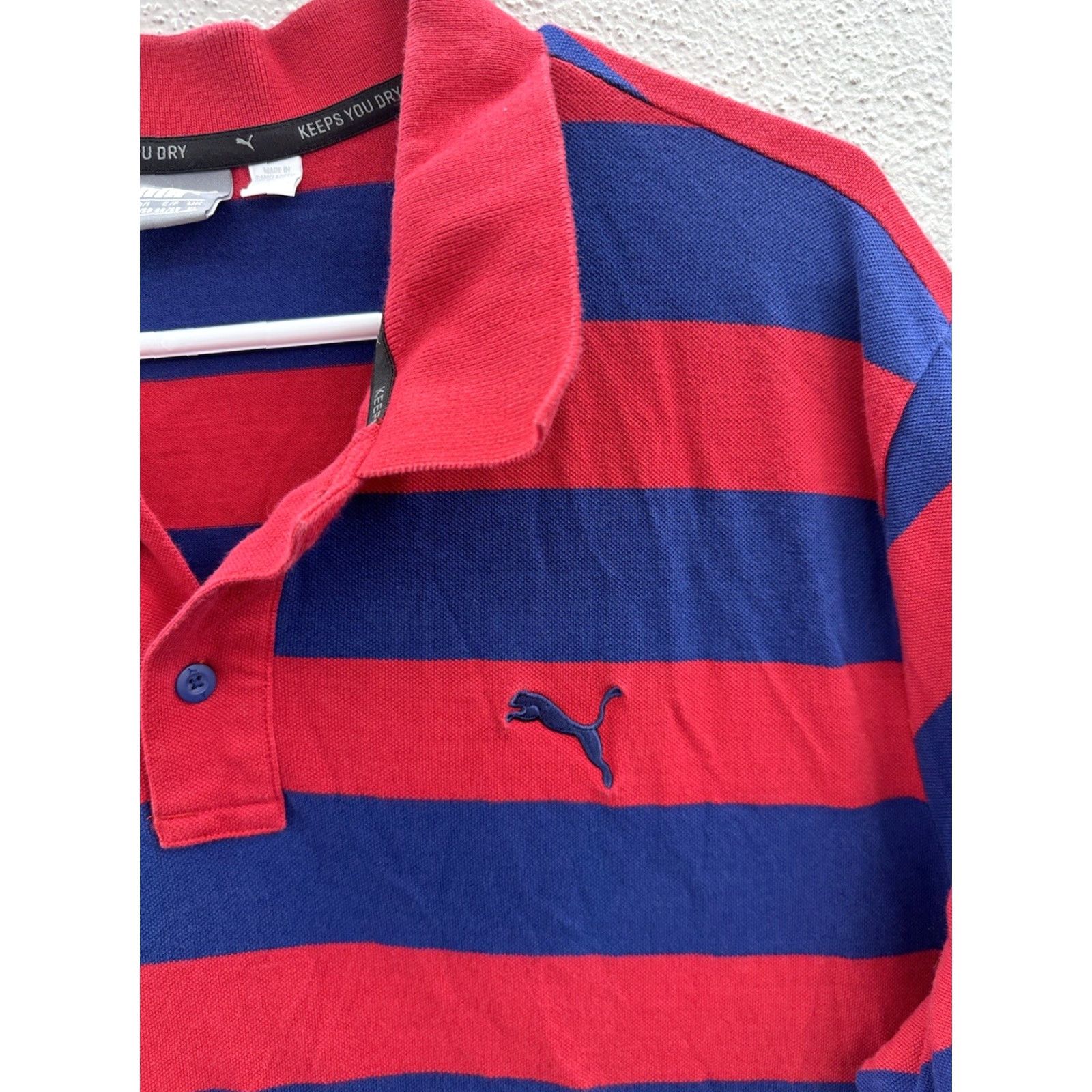 Puma Puma Mens Polo Shirt XL Blue Red Striped Short Sleeve Collared Polo Shirt Regular Fit Men's Polo Shirt - 100% Cotton, Machine Washable Size US XL / EU 56 / 4 - 3 Thumbnail