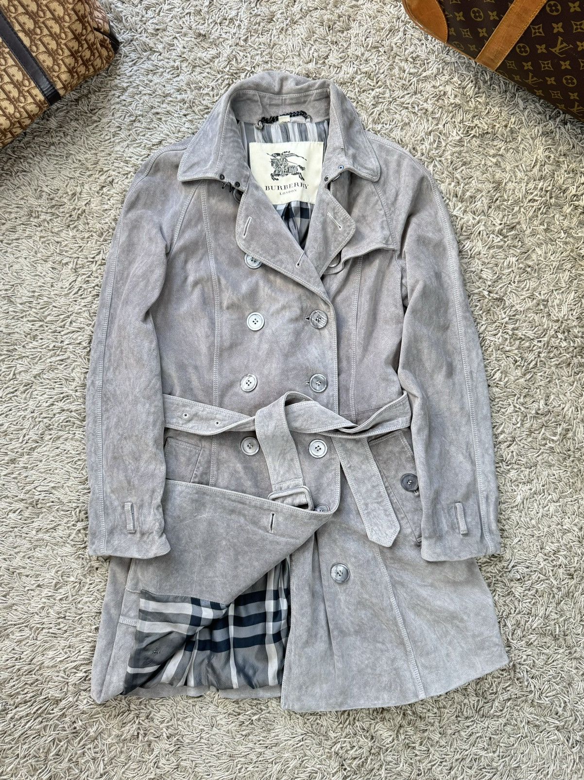 Burberry Leather trench coat Burberry original luxury streetwear item Size S / US 4 / IT 40 - 1 Thumbnail