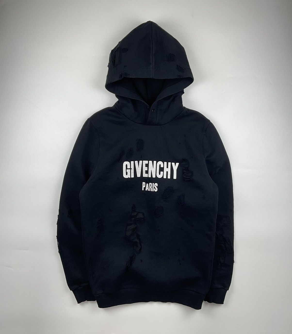 Pre-owned Givenchy Distressed Hoodie In Black