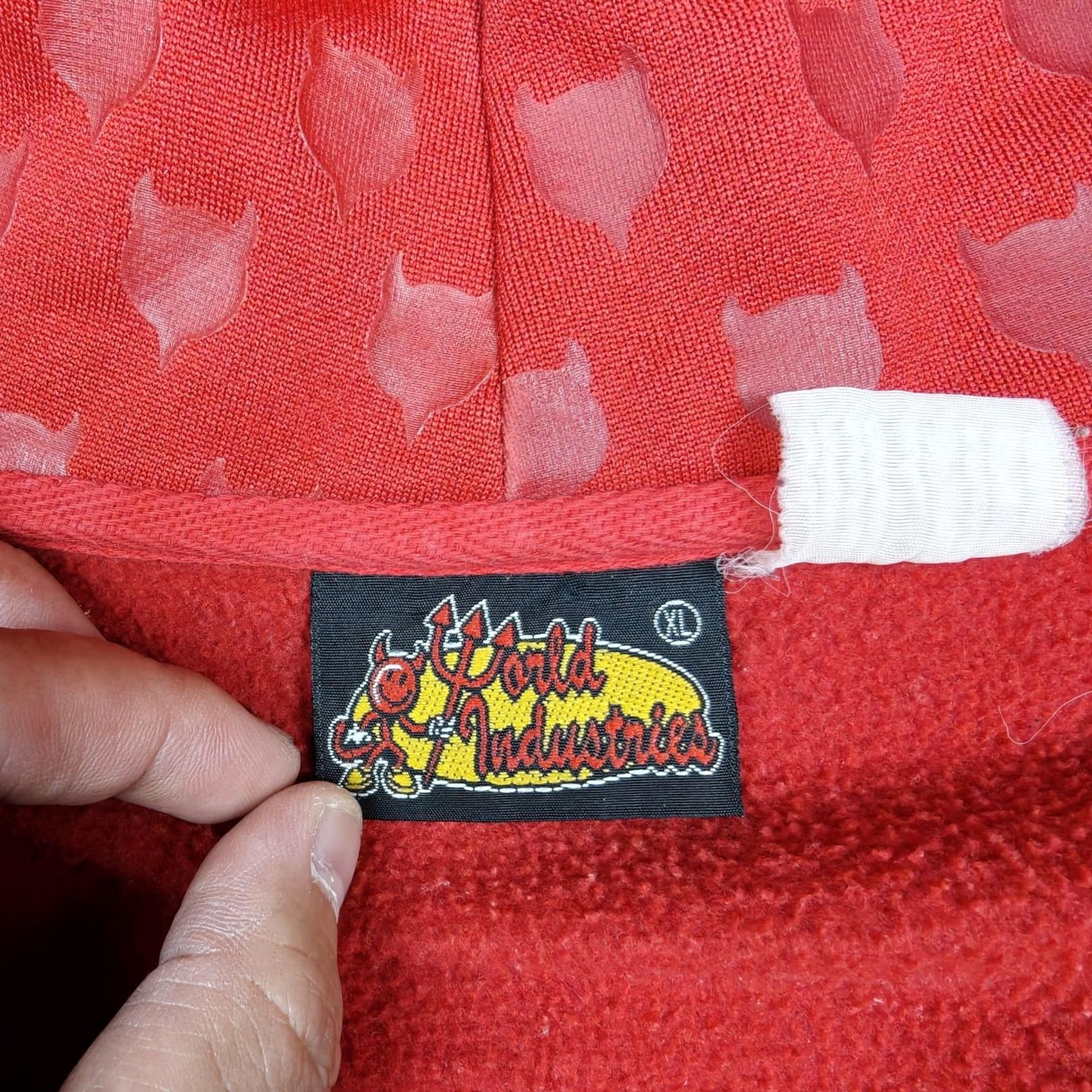 World Industries VINTAGE World Industries Hoodie Mens XL Red Full Zip Fleece Skate Graphic Devil Size US XL / EU 56 / 4 - 5 Thumbnail