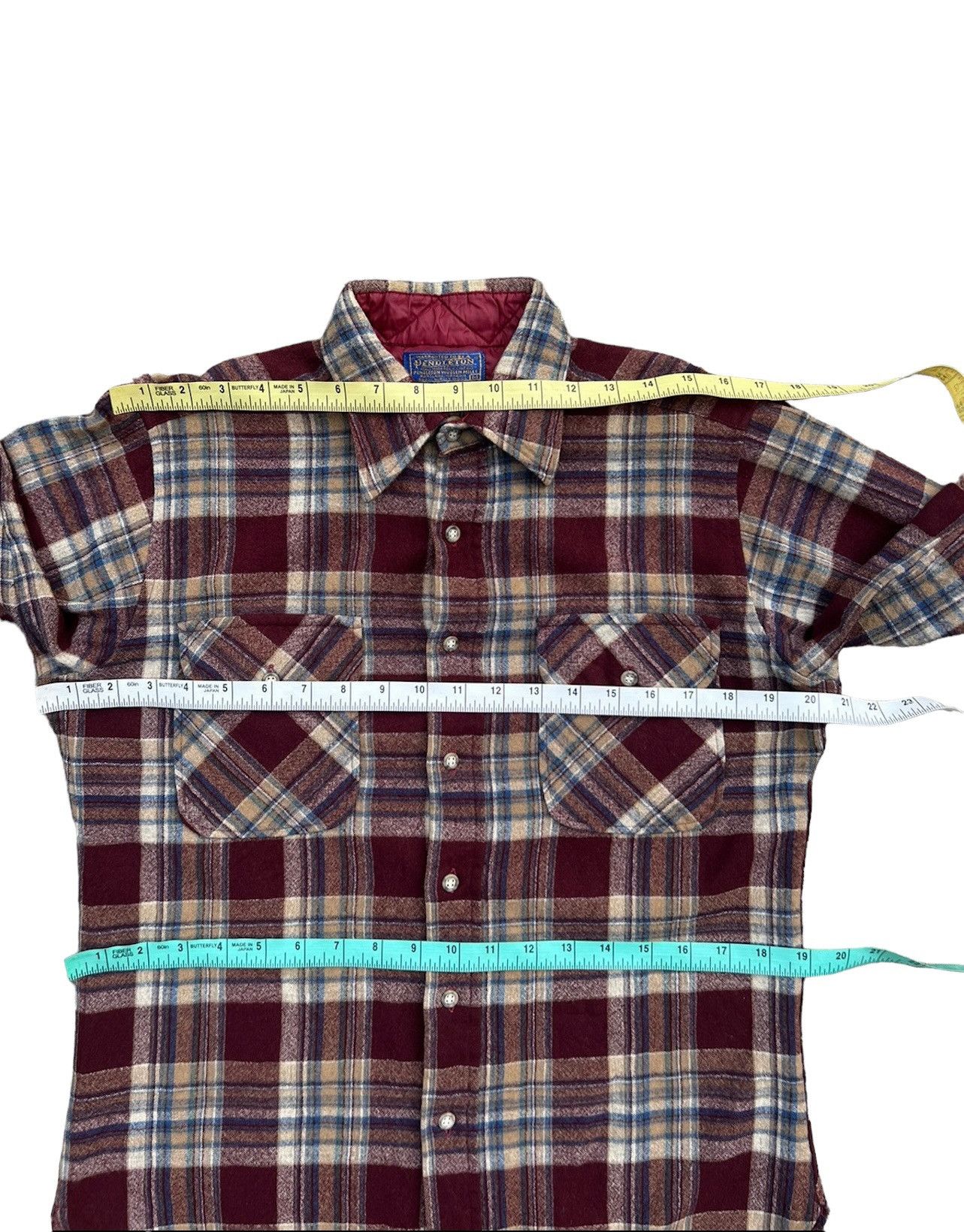 Flannel Vintage 70s Pendleton Shadow Plaid Wool Flannel Shirt Size US M / EU 48-50 / 2 - 3 Thumbnail