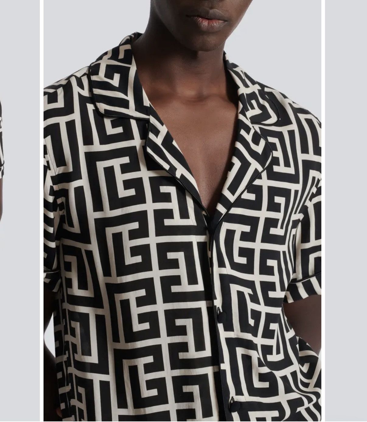 Balmain Balmain Paris Monogram Silk Shirt – Black & White Geometric Size US M / EU 48-50 / 2 - 2 Thumbnail