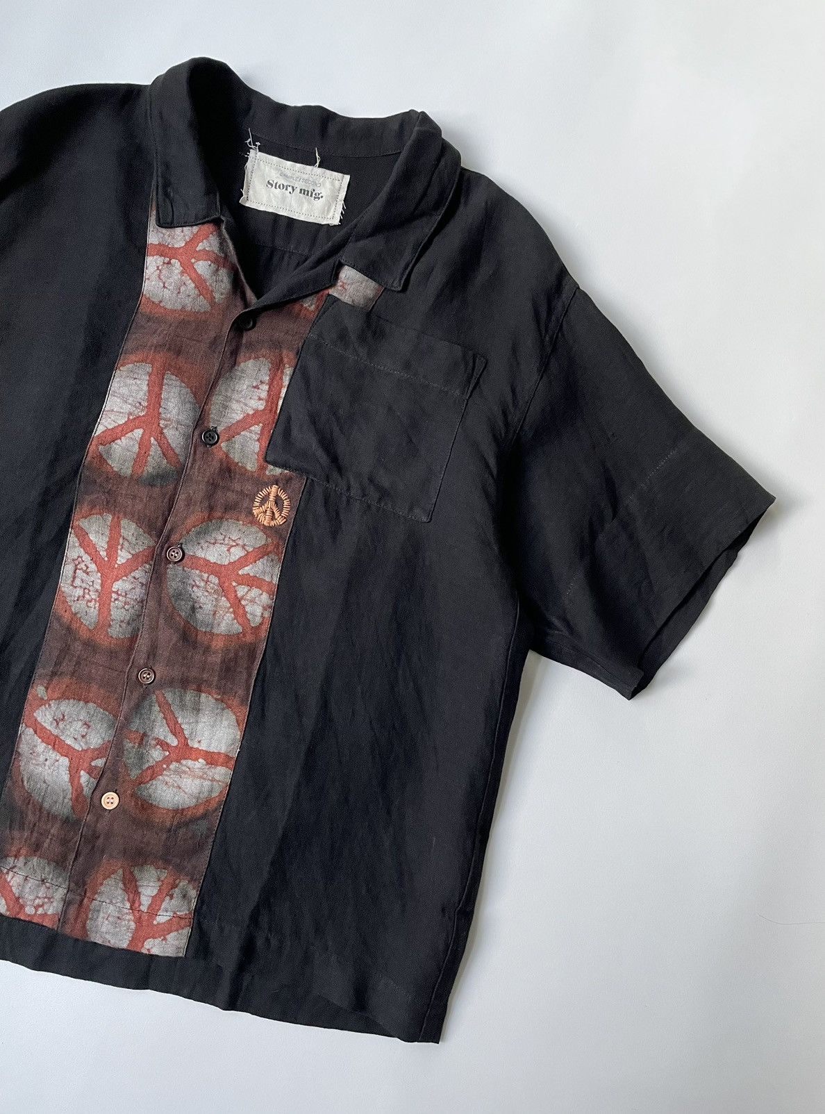 Story Mfg. Black/Orange ‘Peace’ Tie Dye Print Shirt Size US M / EU 48-50 / 2 - 6 Thumbnail