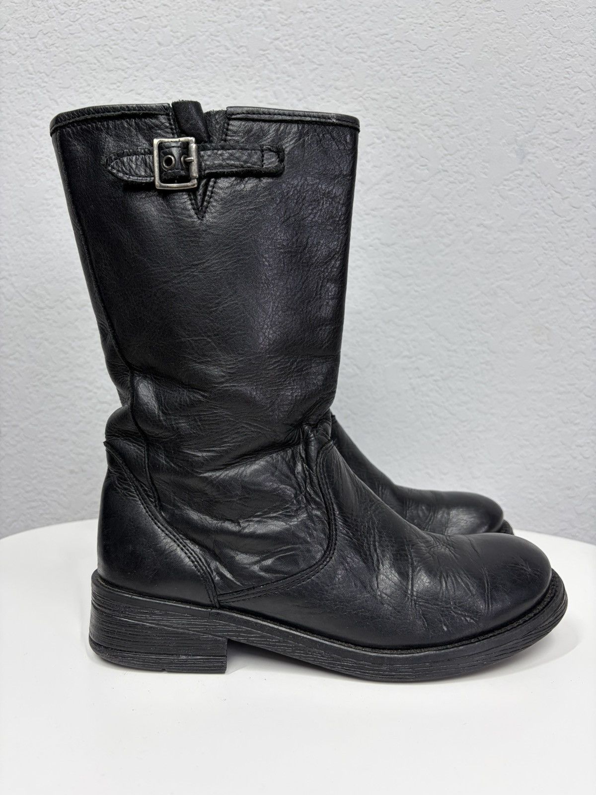 If Six Was Nine Double Buckle Black Moto Boots Red Wing Frye Guidi Inspired Size US 8 / EU 41 - 10 Thumbnail