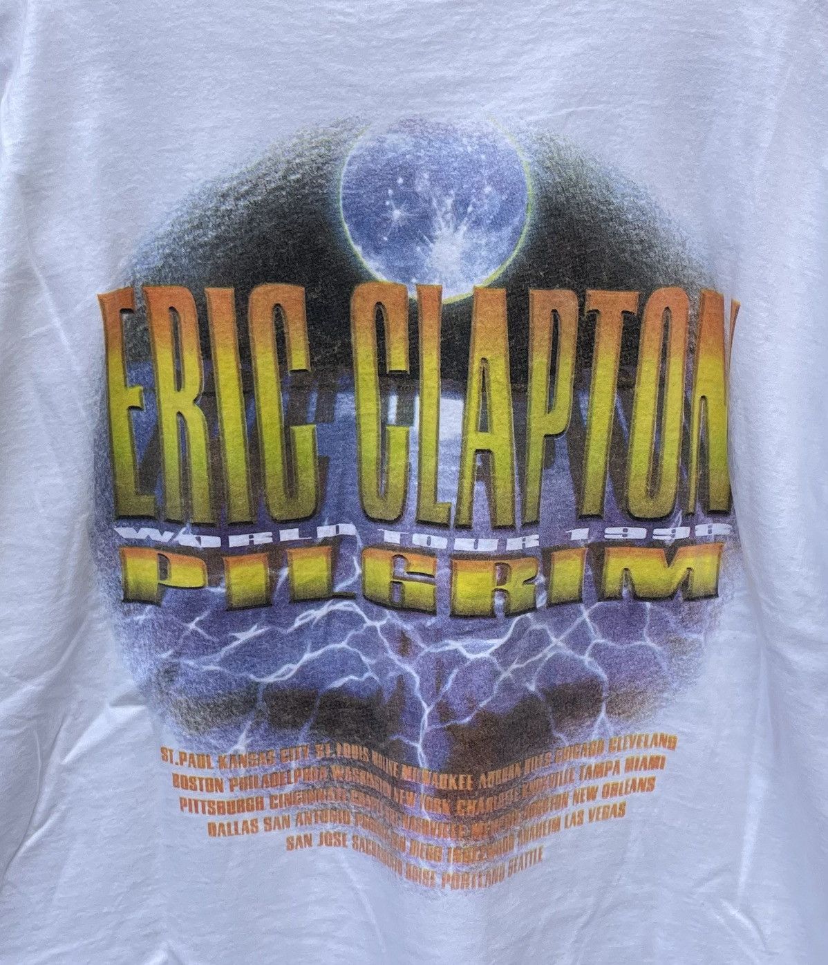 Fruit Of The Loom Vintage Eric Clapton T-Shirt Pilgrim World Tour Size XL Size US XL / EU 56 / 4 - 5 Thumbnail