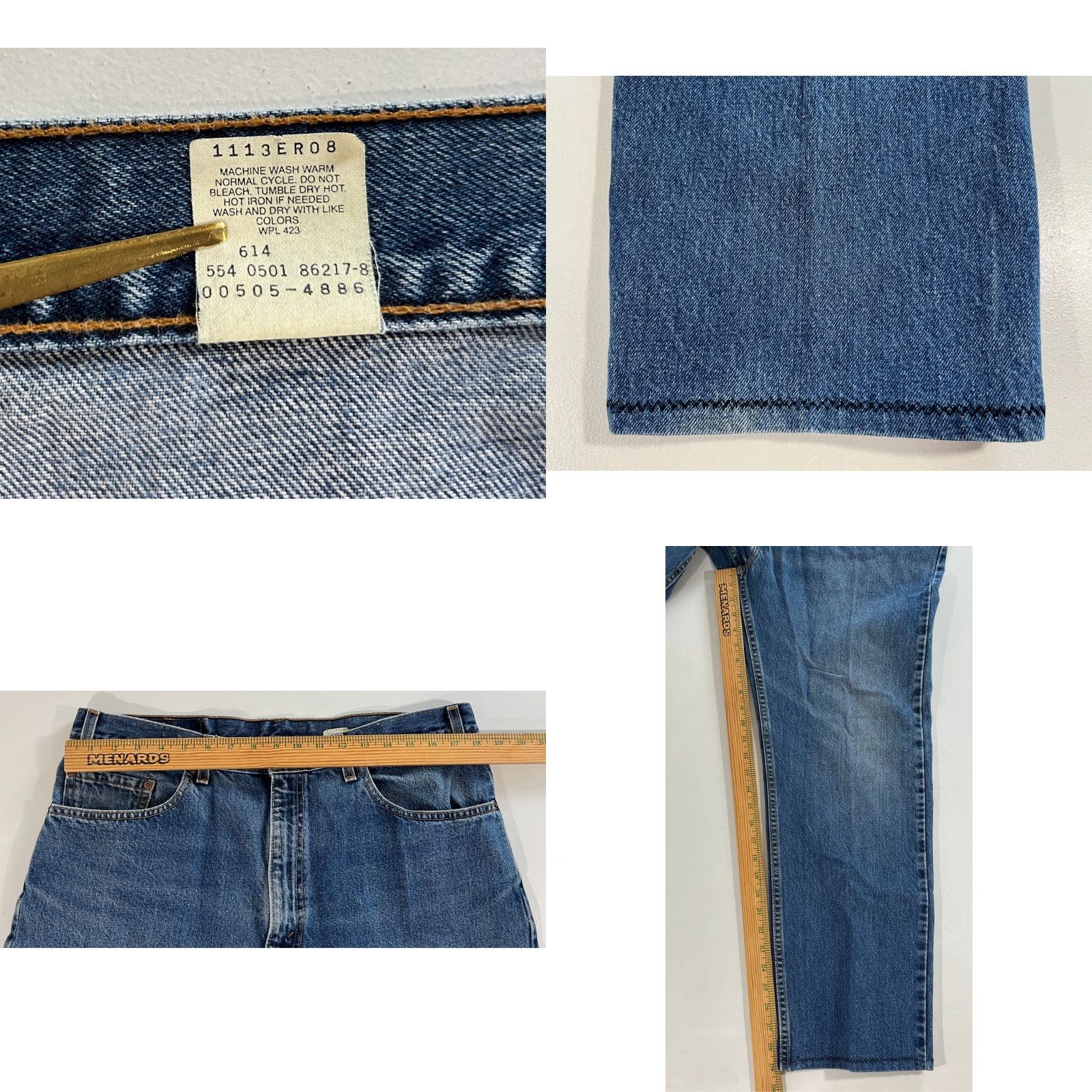 Levi's Levi's 505 Jeans Regular Fit Denim Blue 36x29 Vintage USA Mens 90s Straight Jeans Levi's 505 Vintage Regular Fit USA 90s Mens Jeans Blue 36x29 Size US 36 / EU 52 - 8 Thumbnail