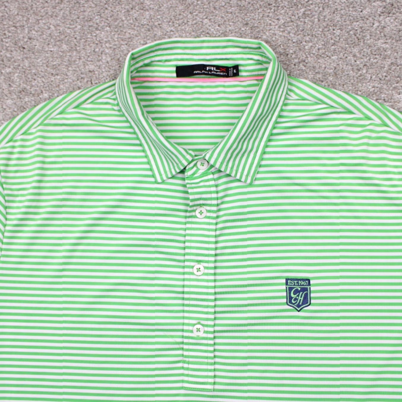 RLX Ralph Lauren RLX Ralph Lauren Polo Shirt Mens XL Green/White Polyester Blend Short Sleeve Pullover Polo Golf Activewear Size US XL / EU 56 / 4 - 5 Thumbnail