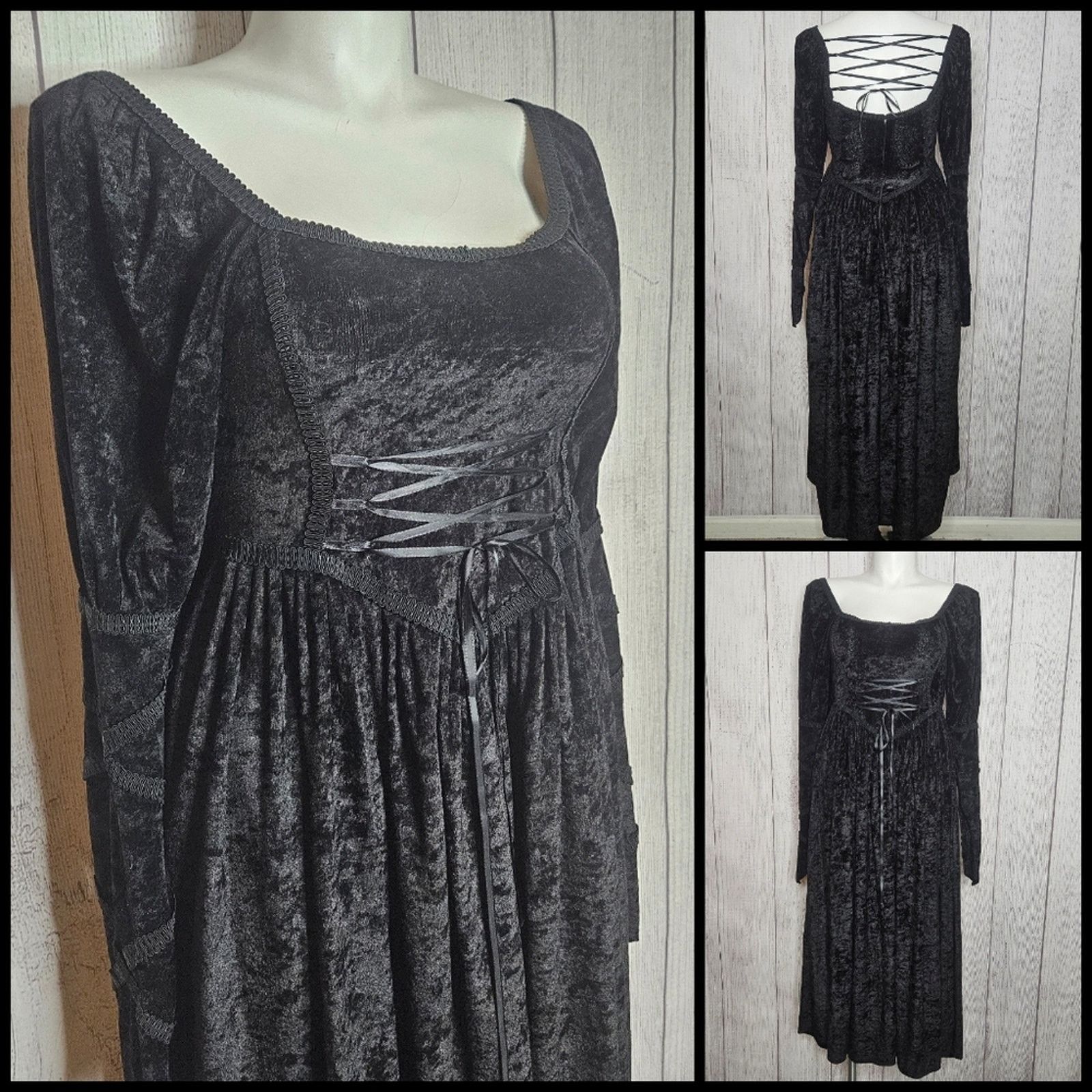 Vintage Begotten by Dilek Atasu Velvet Corset Victorian Maxi Dress Size L / US 10 / IT 46 - 1 Thumbnail