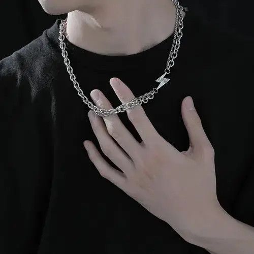 Other Bolt Chrome Chain Silver Goth God Vibe Necklace Size ONE SIZE - 2 Thumbnail