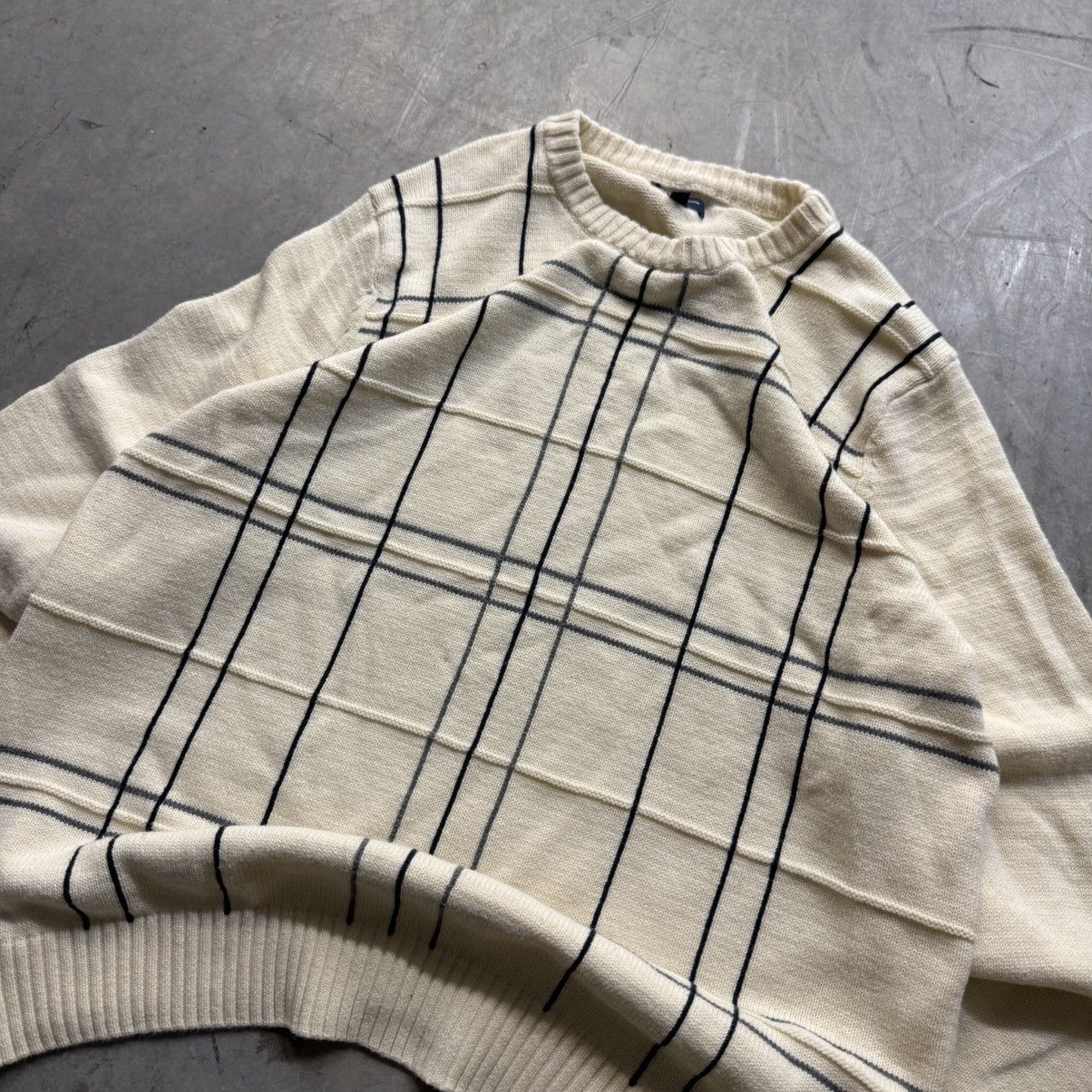 Croft & Barrow Vintage 90s Y2K Croft & Barrow Cream Knit Sweater Grid Size US M / EU 48-50 / 2 - 2 Thumbnail
