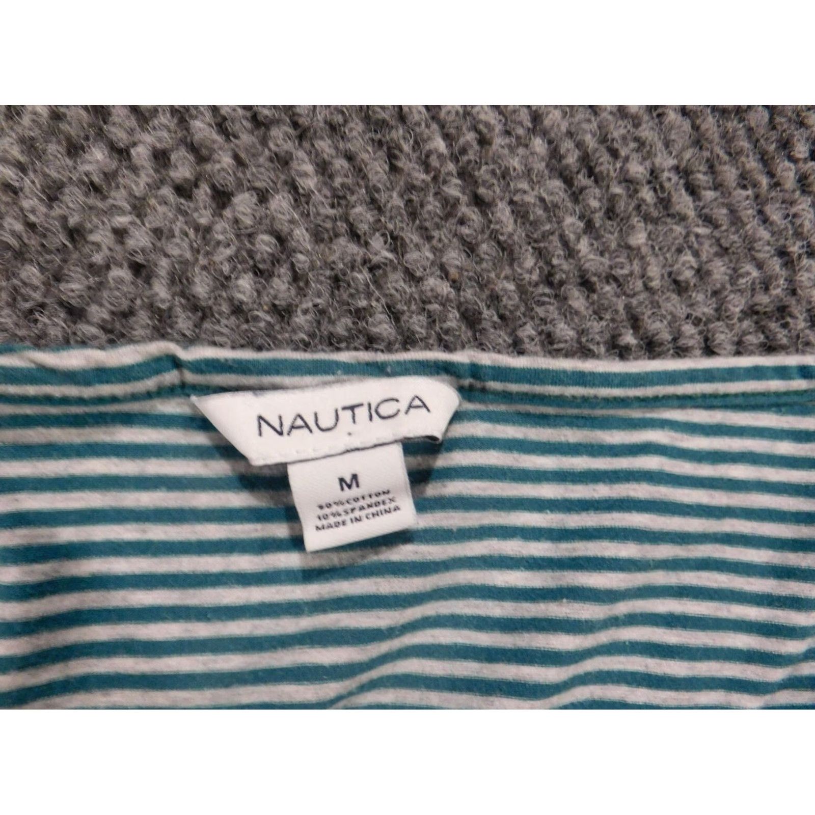 Nautica Nautica Womens Blouse M Green Striped Pullover V-Neck Stretch Casual Top Shirt Costume? Size M / US 6-8 / IT 42-44 - 4 Thumbnail