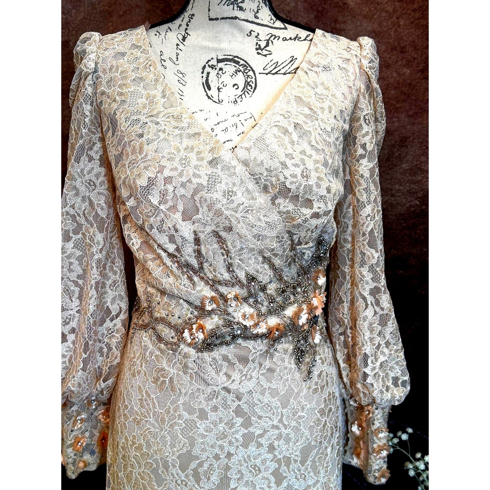 Other Mac Duggal Lace V Neck Embellished Gown Blush size 12 Size XL / US 12-14 / IT 48-50 - 9 Thumbnail