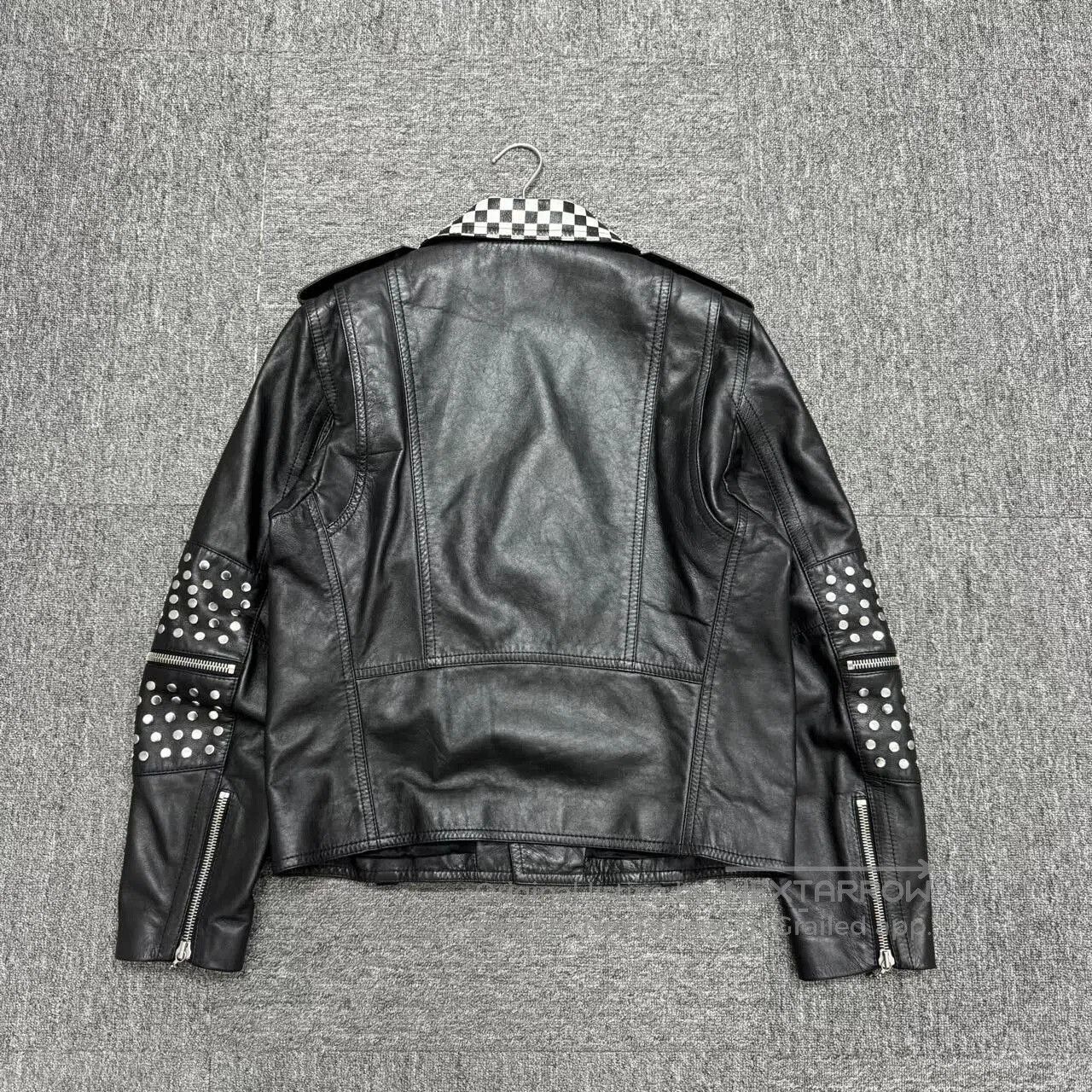 Celine celine checkered studded leather motorcycle jacket. Size US L / EU 52-54 / 3 - 2 Thumbnail