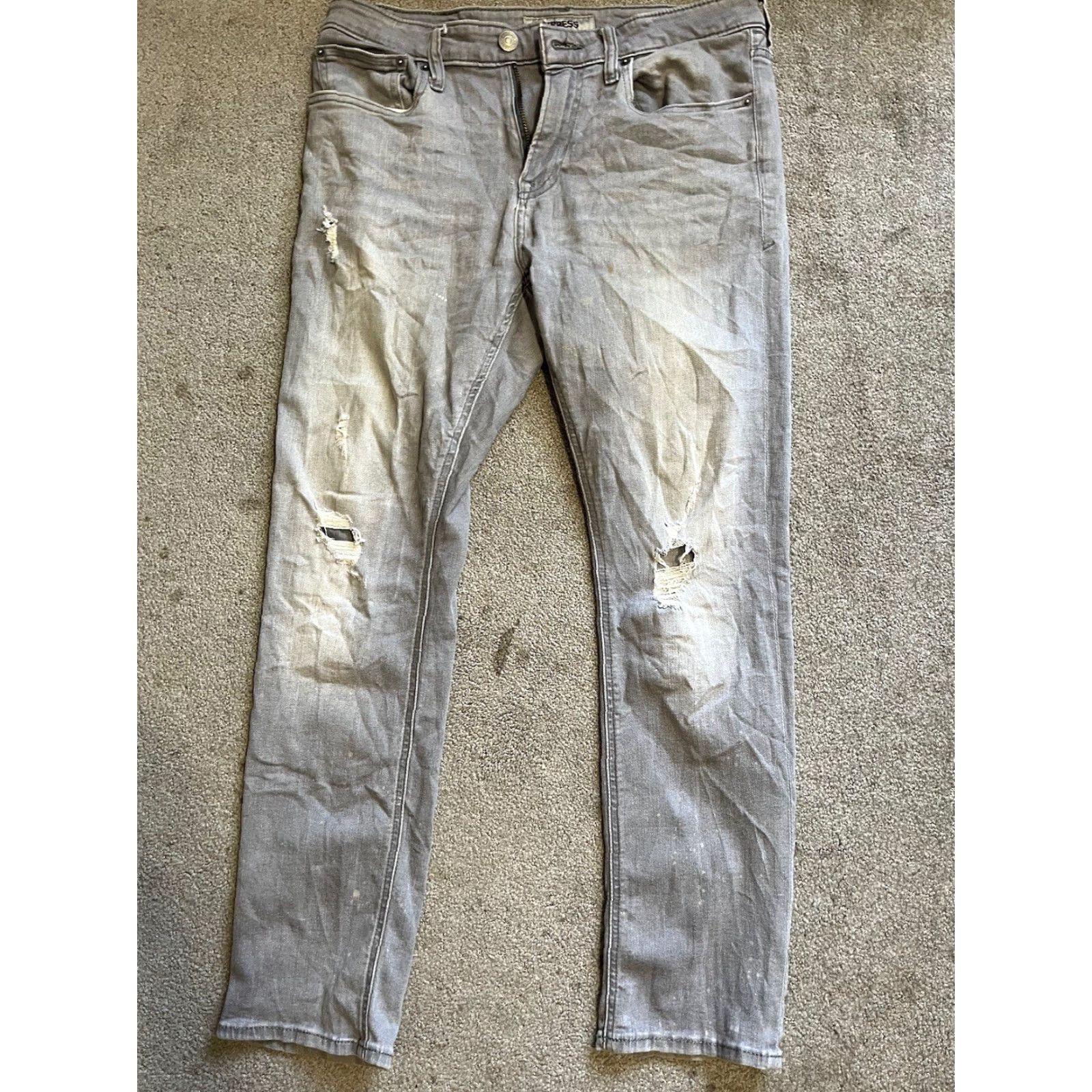 Express Express Jeans Button Logo Slim Gray Denim 32x30 Mens Shirt? Size US 32 / EU 48 - 3 Thumbnail