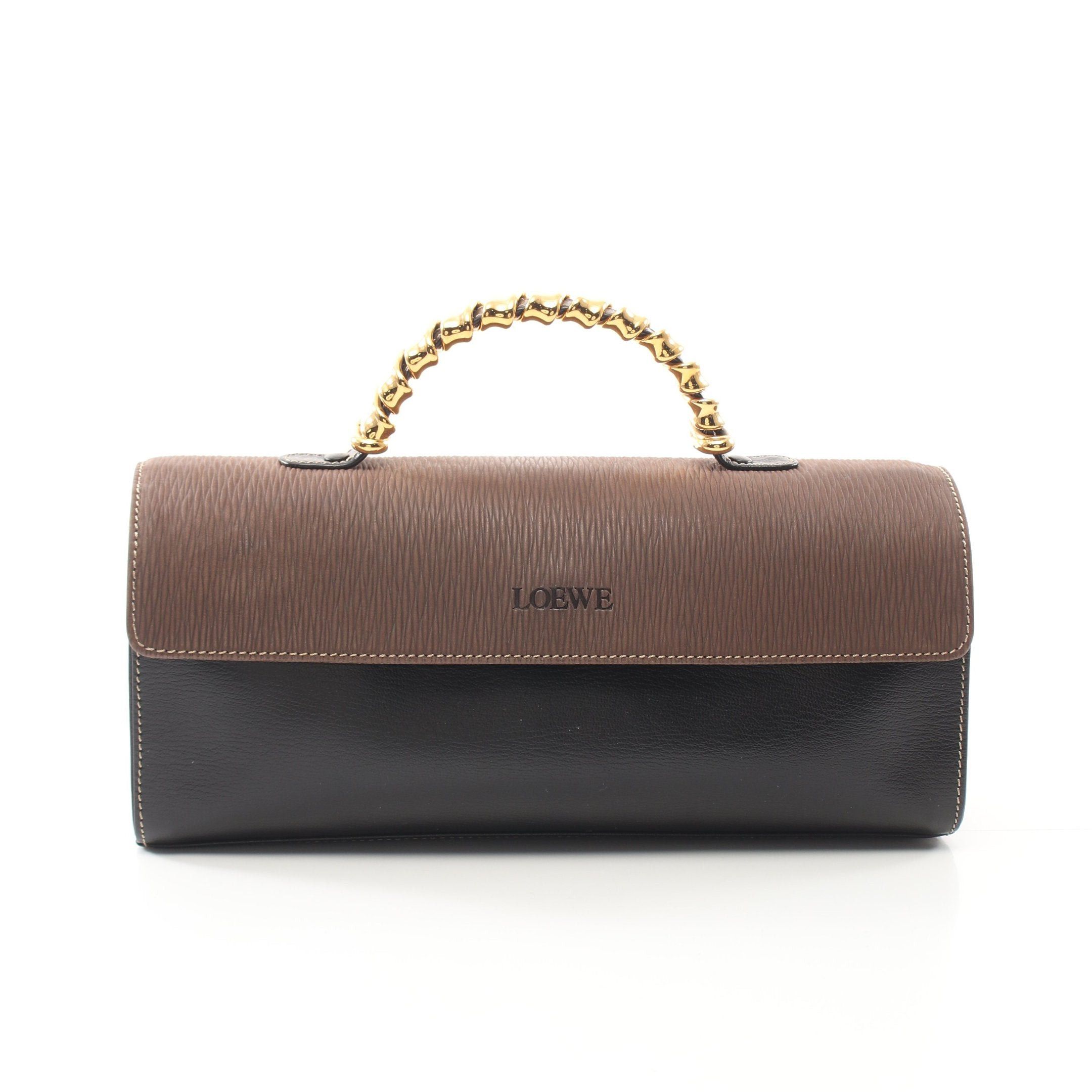 image of Loewe Velazquez Handbag Leather Nubuck Black Gray Beige, Women's