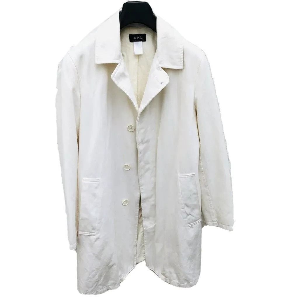 A.P.C. Women Ivory White Mackintosh Coat Size L / US 10 / IT 46 - 1 Thumbnail