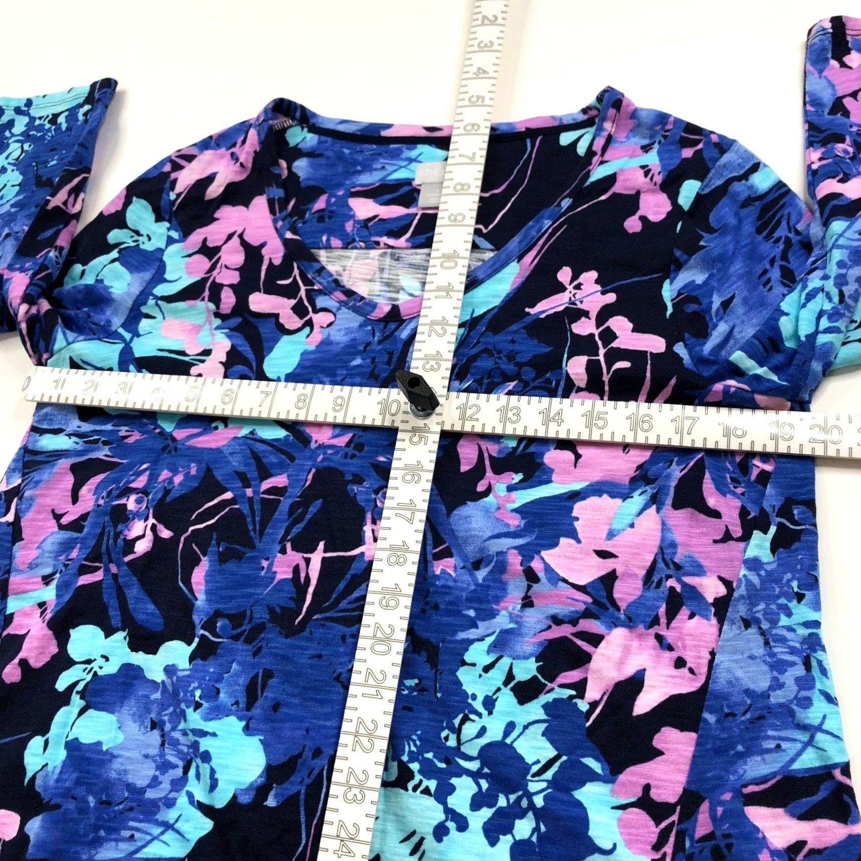 Vintage Chico's Blouse Womens 1 Medium Cotton Modal Pullover Top All Over Print MINT Size M / US 6-8 / IT 42-44 - 4 Thumbnail