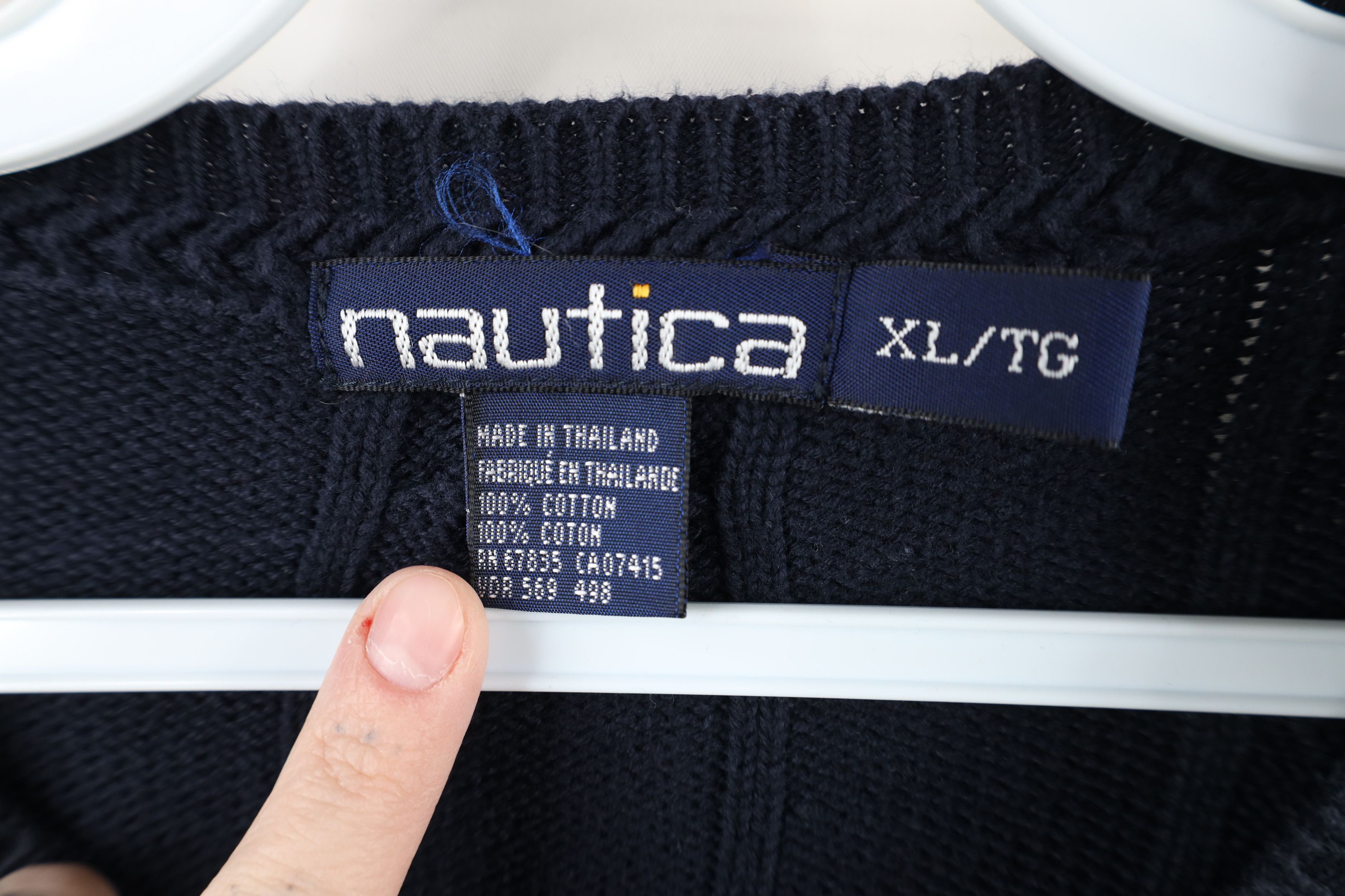 Nautica × Vintage Vintage 90s Nautica Cable Knit Crewneck Sweater Navy Blue Size US XL / EU 56 / 4 - 8 Thumbnail
