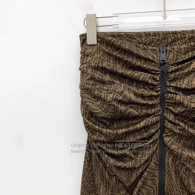 Fendi Fendi Dark Brown Logo Letter Full-Print Zipper Bustier Dre Size XS / US 0-2 / IT 36-38 - 3 Thumbnail