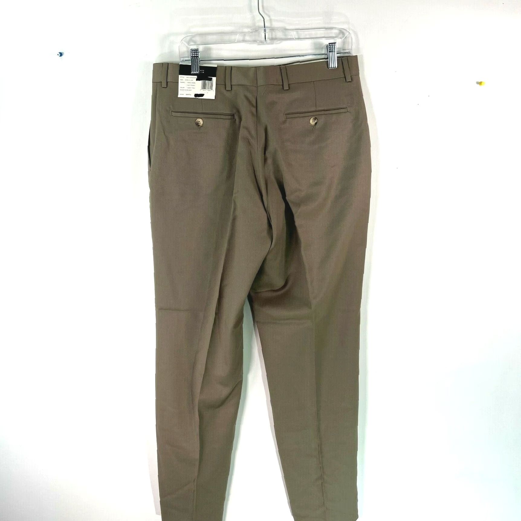 Alfani Alfani Mens Dress Pants Flat Front Straight Leg Wool Tan Size 34X34 Regular Inseam 34 Belt Loops Pockets Dry-Clean Only Mens Size US 34 / EU 50 - 2 Thumbnail
