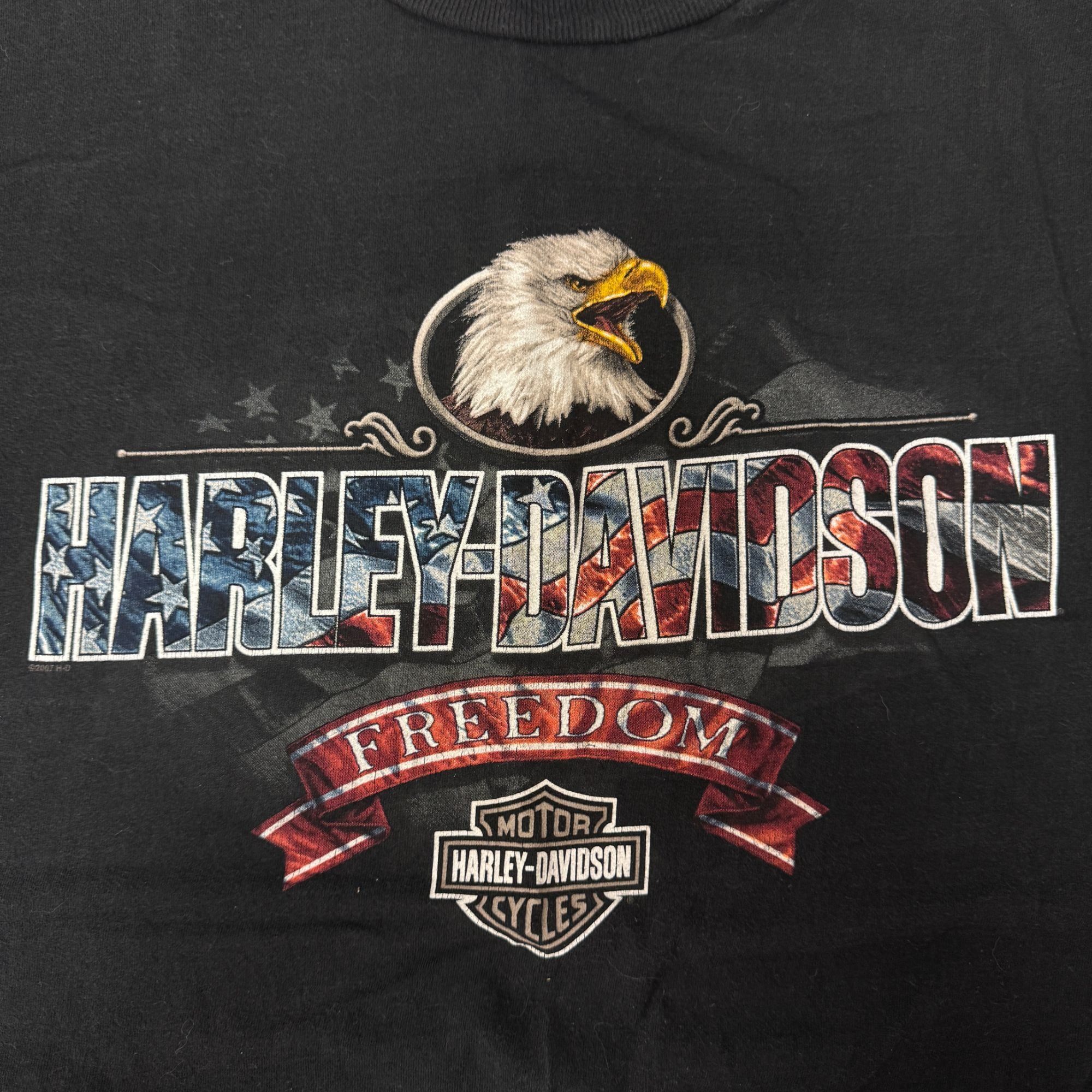 Harley Davidson Motorcycle EAGLE American FLAG Spellout USA FREEDOM Biker T Size US XXL / EU 58 / 5 - 1 Thumbnail
