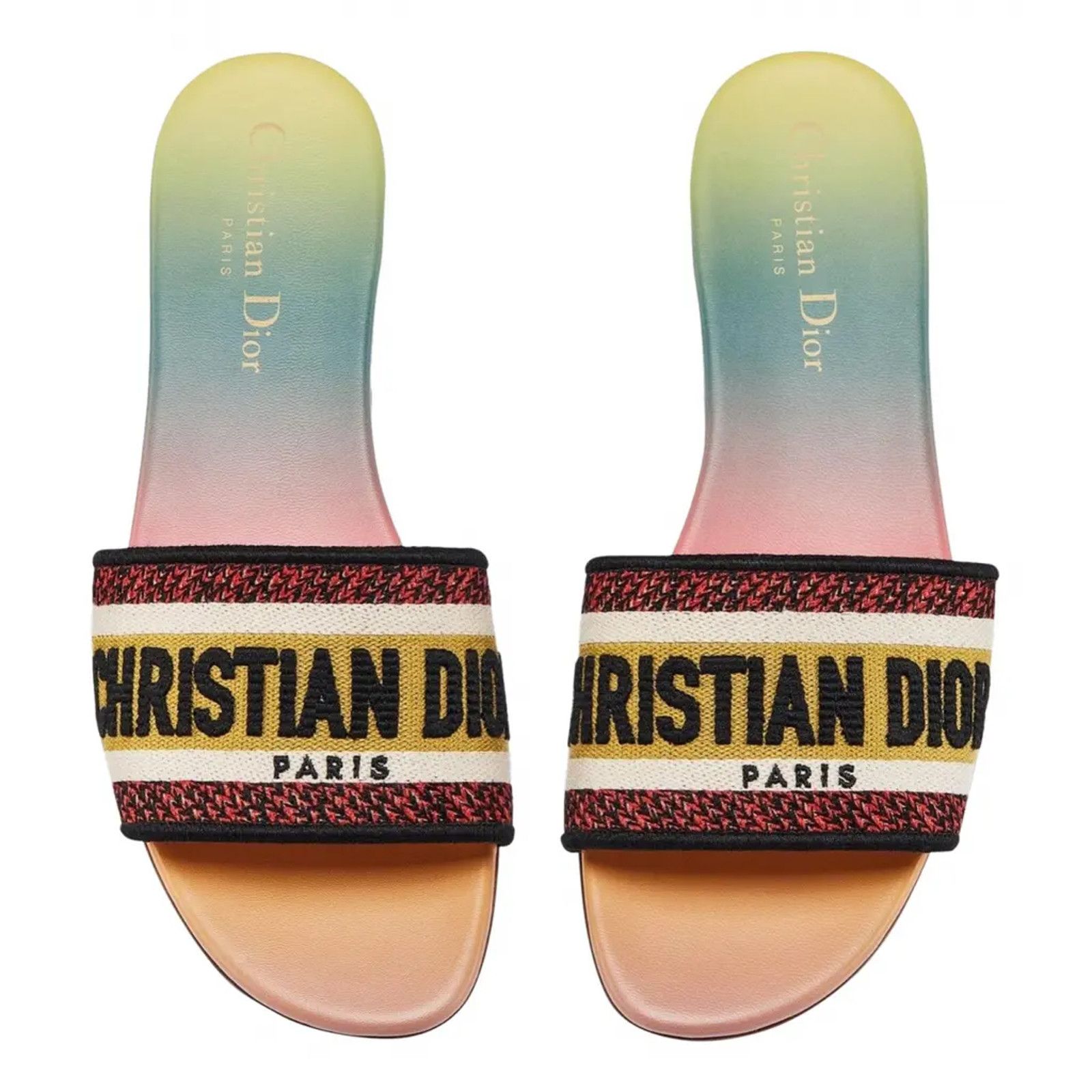 Dior Dway Multicolor Embroidered Logo Slide Flat Sandal 41 Size US 11 / IT 41 - 1 Thumbnail
