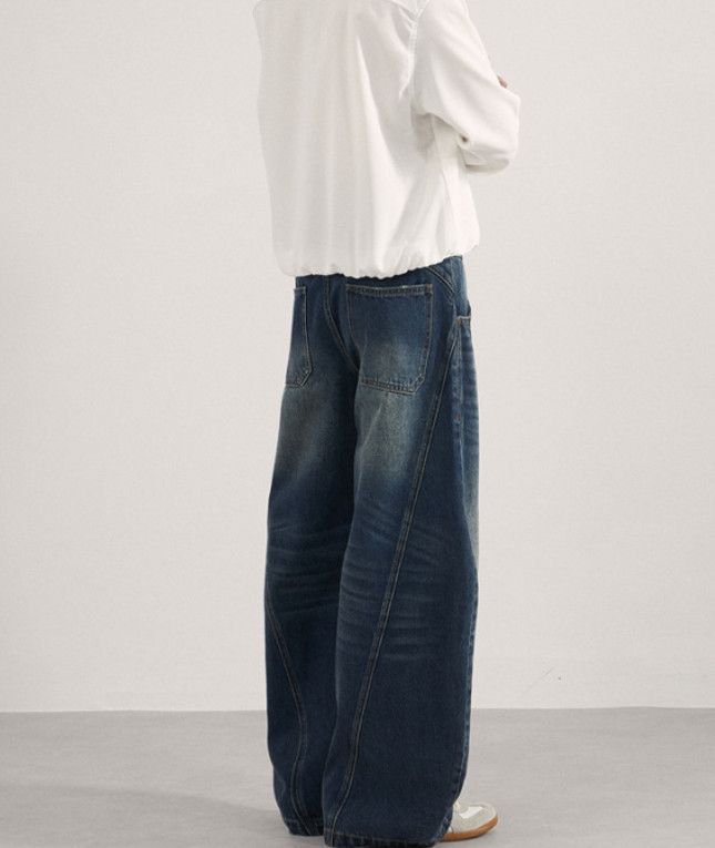 Japanese Brand American street curved wash straight leg patchwork jeans Size US 32 / EU 48 - 3 Thumbnail